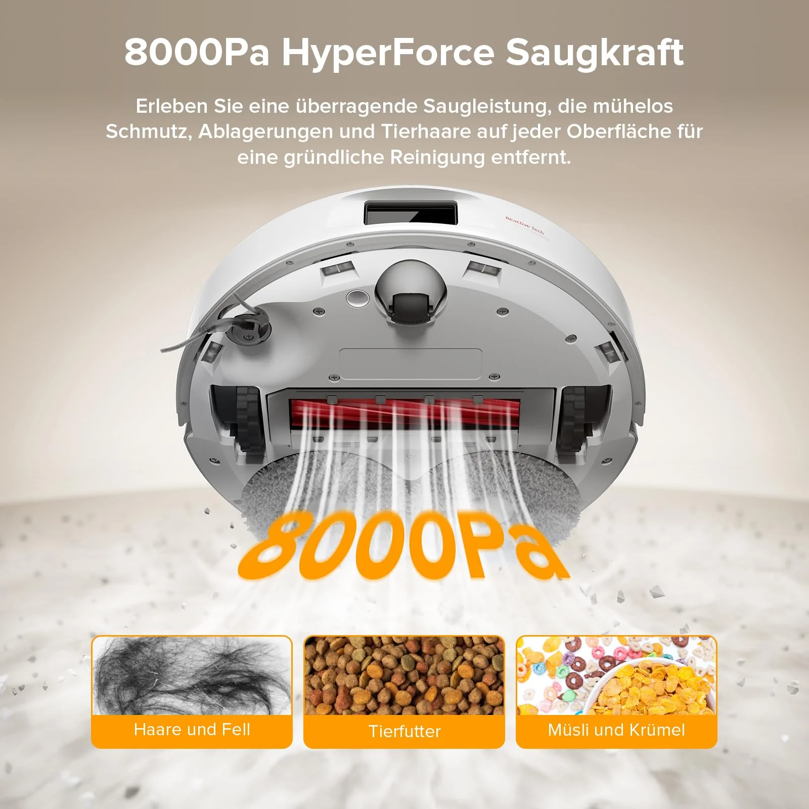 roborock Qrevo Serie Saugroboter mit Wischfunktion, 8000Pa Saugkraft(verbessert von Qrevo S), Anti-Verfilzungs-Seitenbürste, Hindernisvermeidung, LiDAR-Navigation, All-in-One Dock, Weiß(QV 35A Set) - Image 8