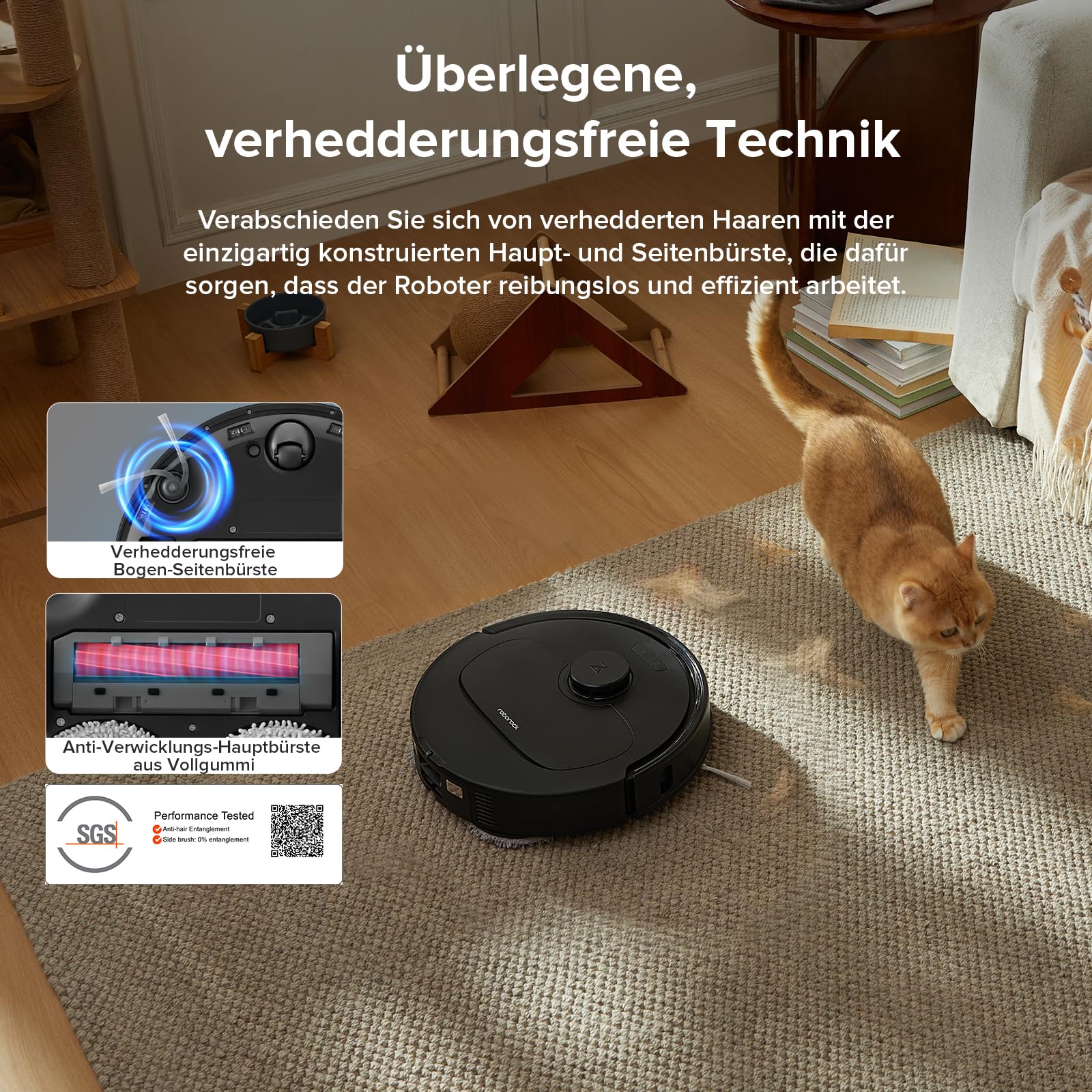 roborock Qrevo Serie Saugroboter mit Wischfunktion&Hebarem Wischmopp, 8000Pa Saugkraft(verbessert von Qrevo S), Anti-Verfilzungs-Seitenbürste, Hindernisvermeidung, All-in-One Dock, Schwarz(QV 35A) - Image 3