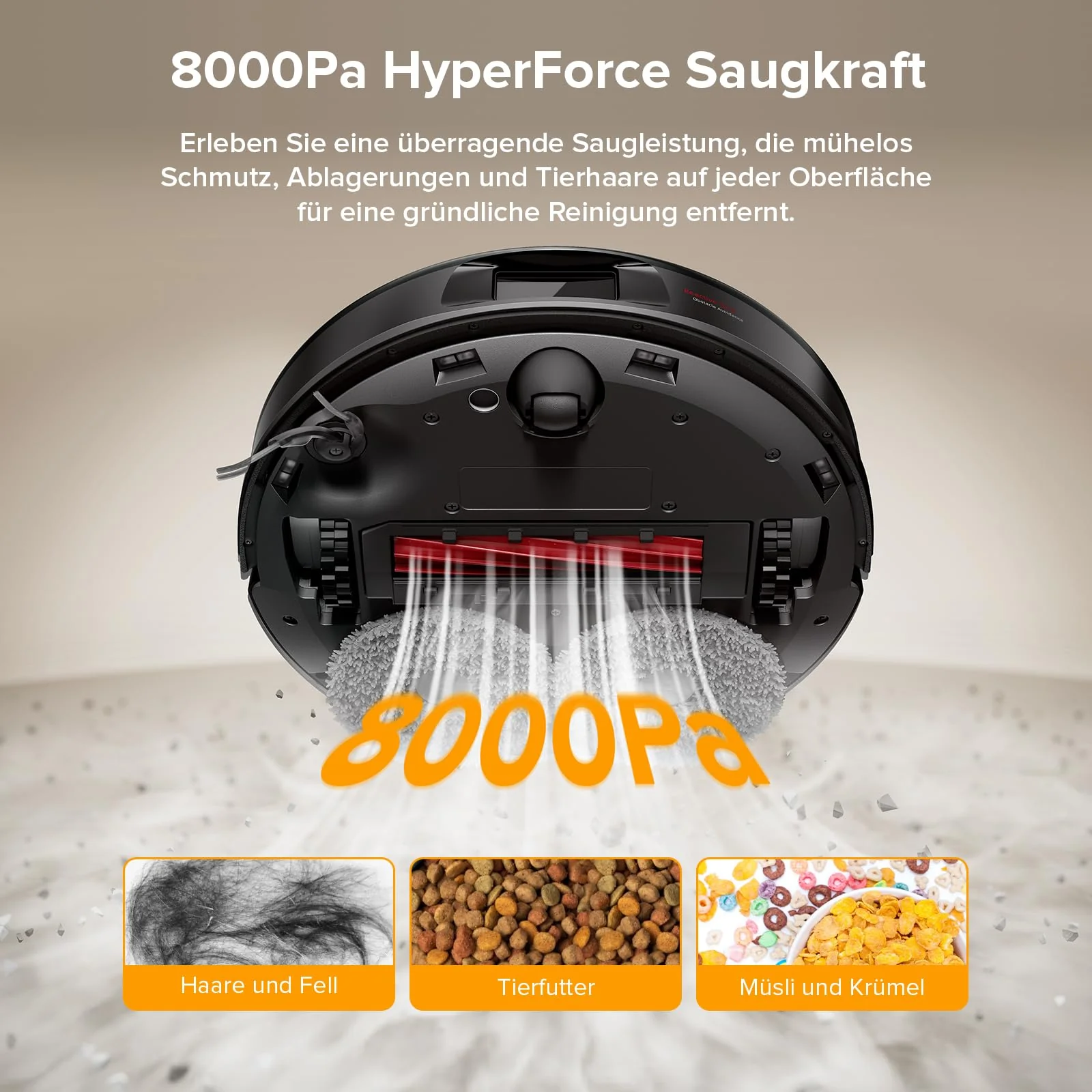 roborock Qrevo Serie Saugroboter mit Wischfunktion&Hebarem Wischmopp, 8000Pa Saugkraft(verbessert von Qrevo S), Anti-Verfilzungs-Seitenbürste, Hindernisvermeidung, All-in-One Dock, Schwarz(QV 35A) - Image 9