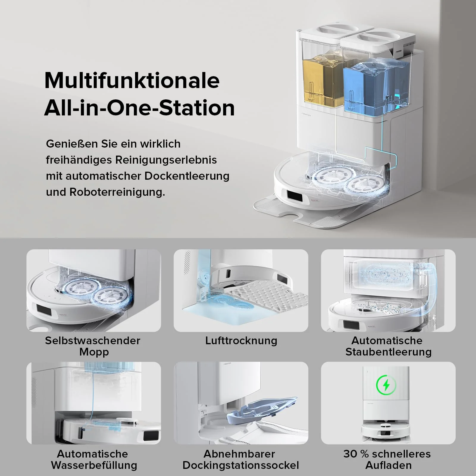 roborock Qrevo Serie Saugroboter mit Wischfunktion&Hebarem Wischmopp, 8000Pa Saugkraft(verbessert von Qrevo S), Anti-Verfilzungs-Seitenbürste, Hindernisvermeidung, All-in-One Dock, Weiß(QV 35A) - Image 8