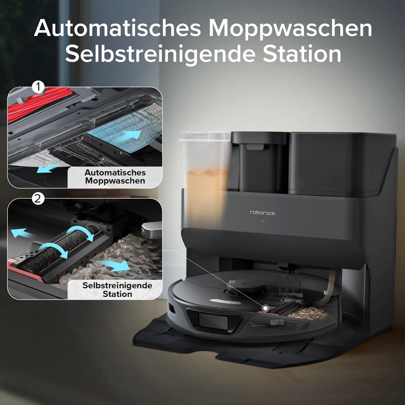 roborock S7 Max Ultra Saugroboter mit selbstentleerender/selbstwaschender/selbsttrocknender/selbstbefüllender/selbstreinigender Station (5500 Pa, aktive Hindernisvermeidung, App/Sprachsteuerung) - Image 5