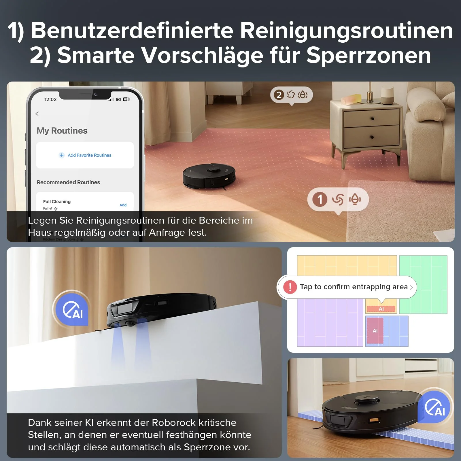 roborock S7 Max Ultra Saugroboter mit selbstentleerender/selbstwaschender/selbsttrocknender/selbstbefüllender/selbstreinigender Station (5500 Pa, aktive Hindernisvermeidung, App/Sprachsteuerung) - Image 9