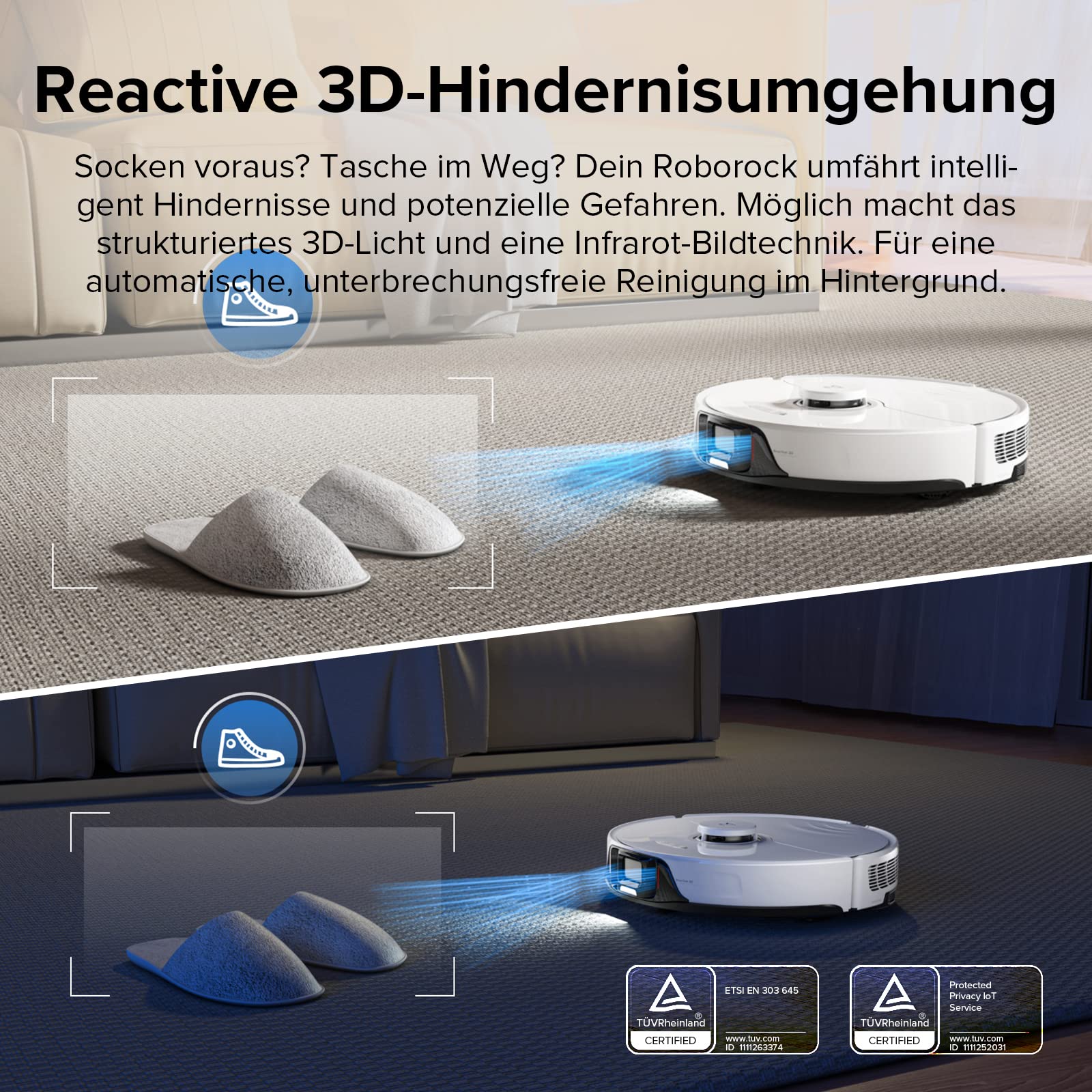 roborock S8 Saugroboter mit Doppelbürste & 6000Pa & 3D strukturierte leichte Hindernisvermeidung Staubsauger Roboter Kompatibel mit Alexa für Tierhaare (Upgrade S7) - Image 4