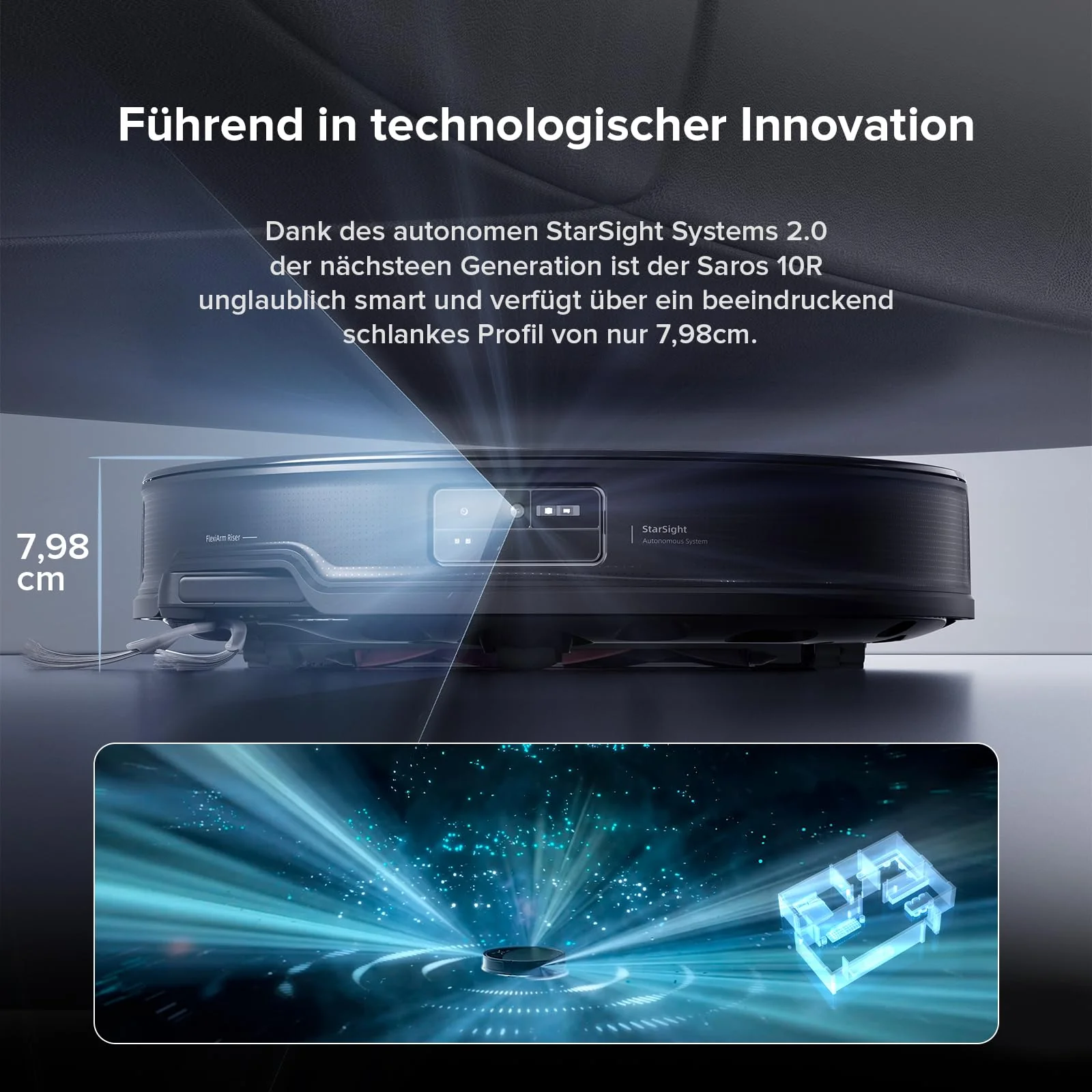 roborock Saros 10R Saugroboter mit Wischfunktion&Hebarem Wischmopp, 7,98cm Ultra-Slim Design, StarSight System 2.0, Zero-Tangle System - Image 4
