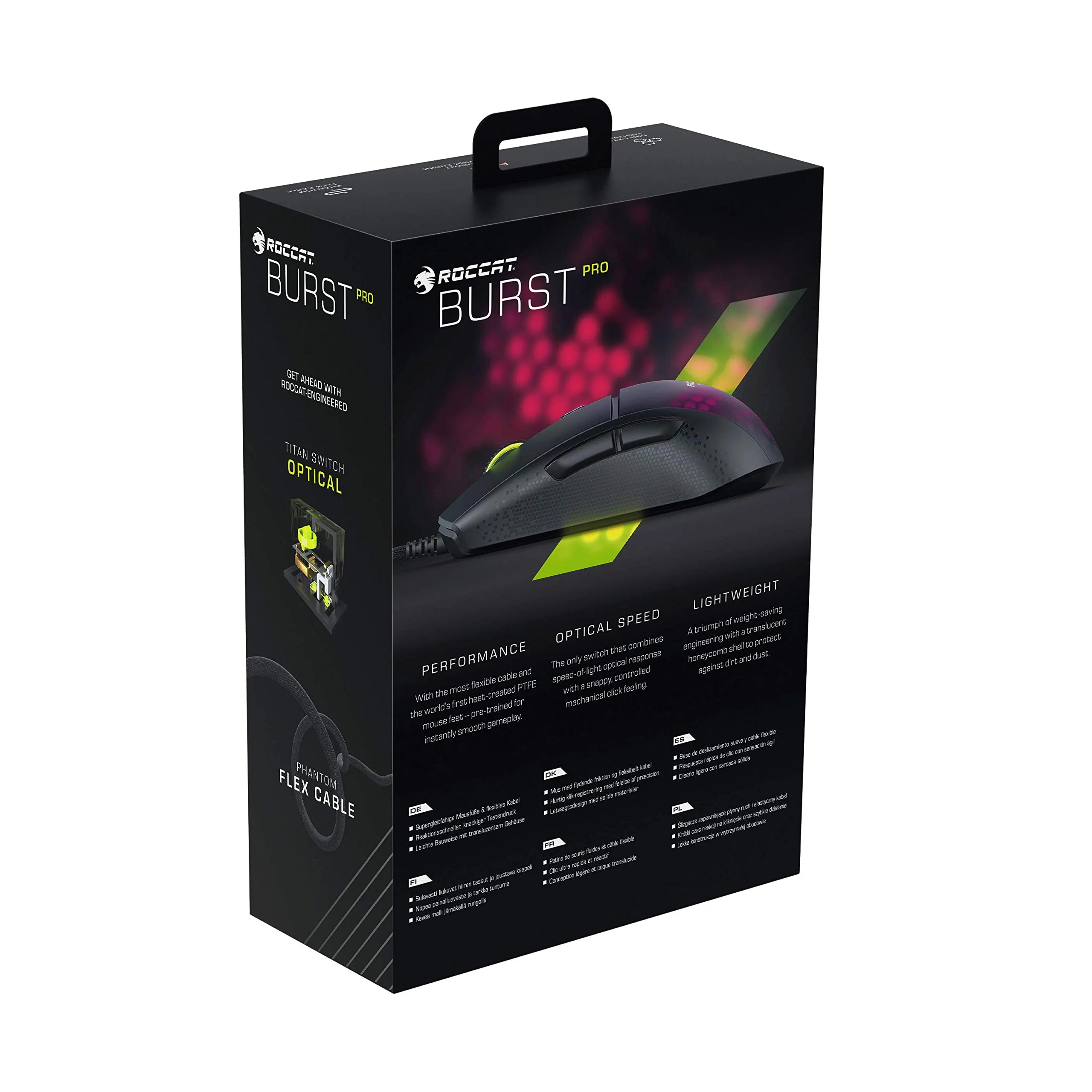 Roccat Burst Pro - Extrem leichte Optical Pro Gaming Maus (hohe Präzision, Optischer Owl-Eye Sensor (100 bis 16.000 Dpi), RGB AIMO LED Beleuchtung, 68g leicht, Designt in Deutschland), schwarz - Image 14