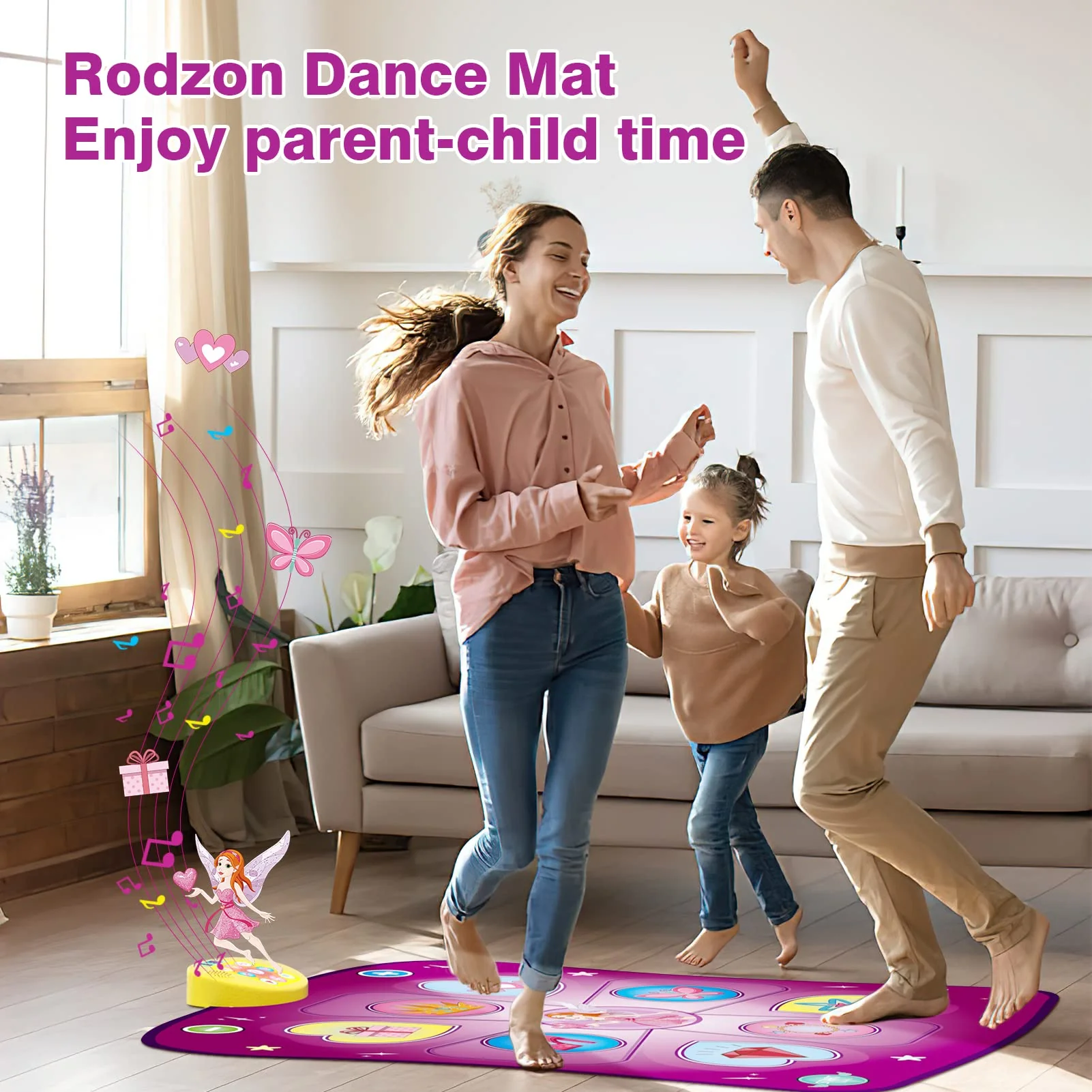 Rodzon Tanzmatte Kinder Spielzeug Geschenke für Mädchen Jungen Alter 3 4 5 6 7 8 Jahre Musikmatte Herausforderung Modi LED Integrierter Musik Weihnachten Geburtstag Kinderspielzeug AML9886 (Violett) - Image 4