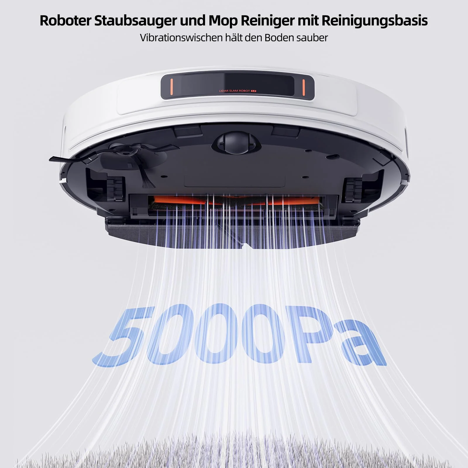 ROIDMI EVE MAX Saugroboter mit Wischfunktion - 5000Pa Staubsauger Roboter mit Absaugstation Selbstreinigung 75 Tage Mopphebung & Schwingwisch 5200mAh Sprachsteuerung für Tierhaare Teppiche Hartboden - Image 7
