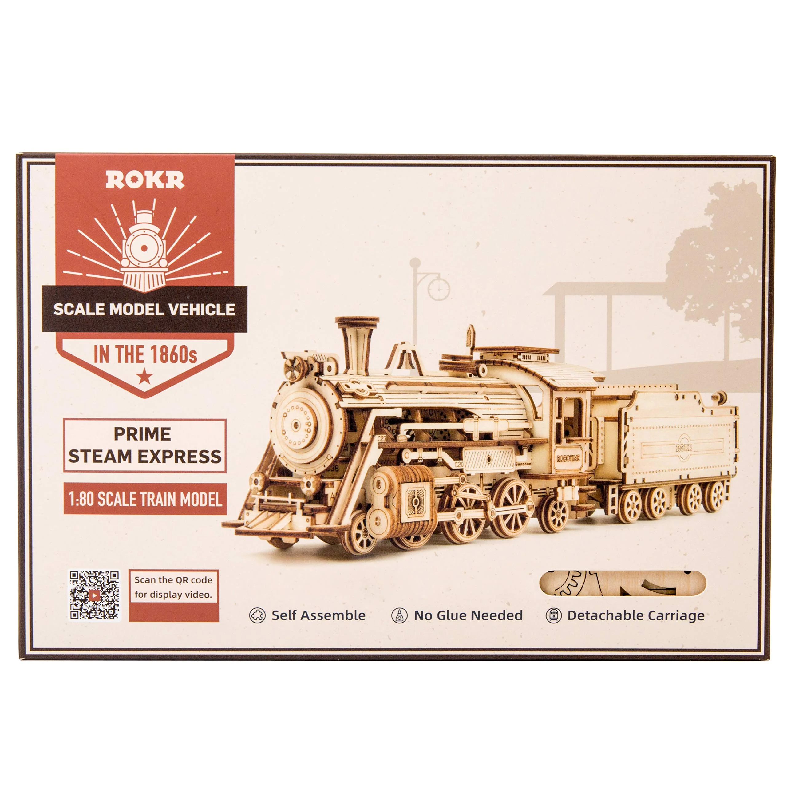 ROKR 3D Puzzle Express Dampflokomotive Holzpuzzle Modellbau - lokomotive Holzbausatz - Weihnachten Geburtstagsgeschenk für Jugendliche und Erwachsene (Prime Steam Express) - Image 3