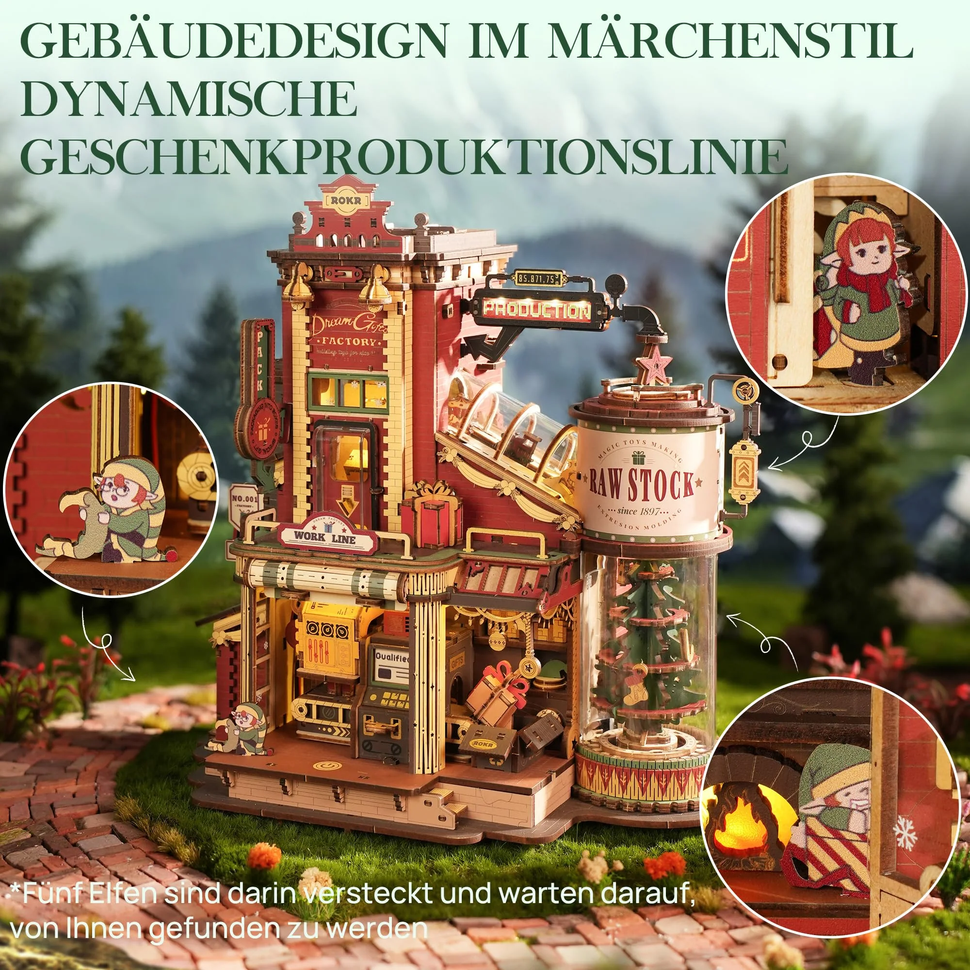 ROKR 3D Puzzle Holz Traumgeschenkfabrik, 3D Holzpuzzle Erwachsene Mechanisch, Musik-Modellbausätze für Erwachsene, Dream Gift Factory, EAB01 - Image 3