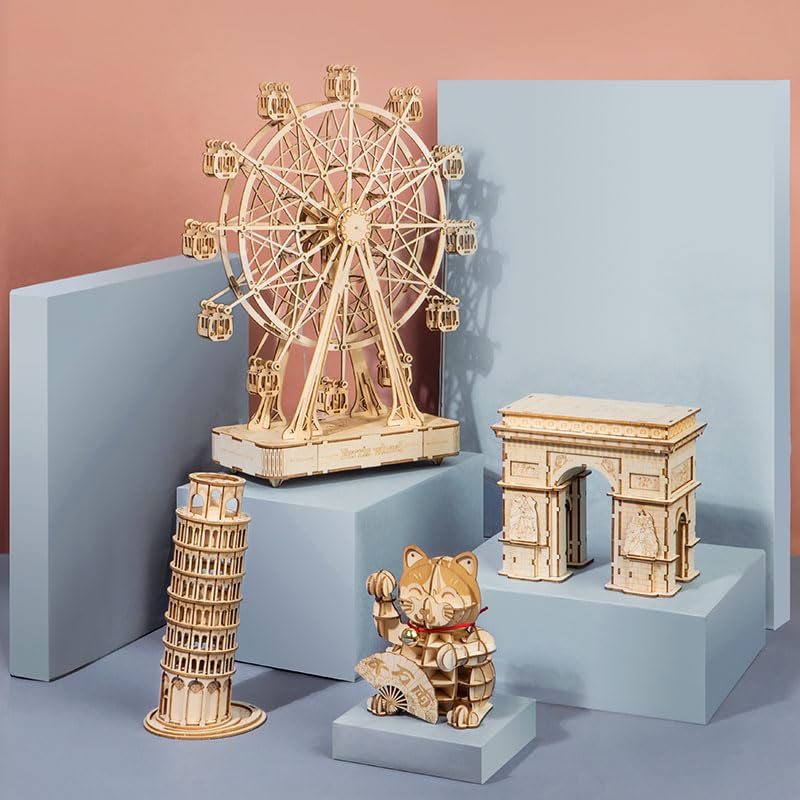 Rolife 3D Puzzle - Holzpuzzle 3D Spieldose Modellbausatz für Erwachsene Kreativer DIY-Bausatz, Bastelset für Dekoration & Ästhetische Geschenke für Teenager(Ferris Wheel) - Image 3