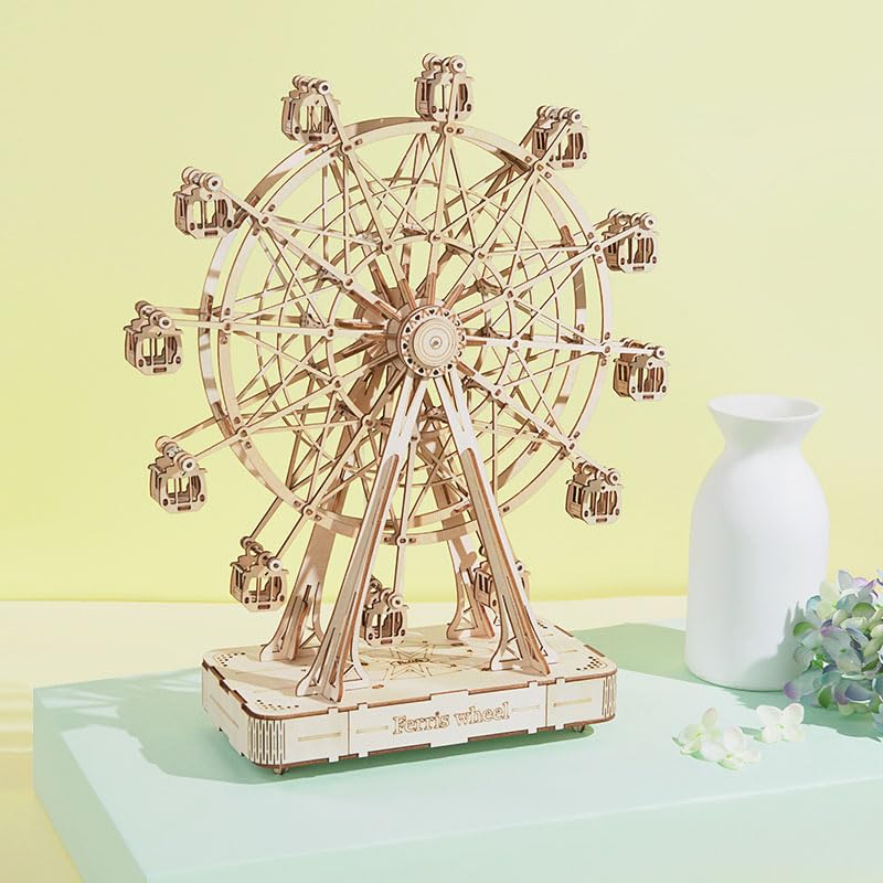 Rolife 3D Puzzle - Holzpuzzle 3D Spieldose Modellbausatz für Erwachsene Kreativer DIY-Bausatz, Bastelset für Dekoration & Ästhetische Geschenke für Teenager(Ferris Wheel) - Image 4