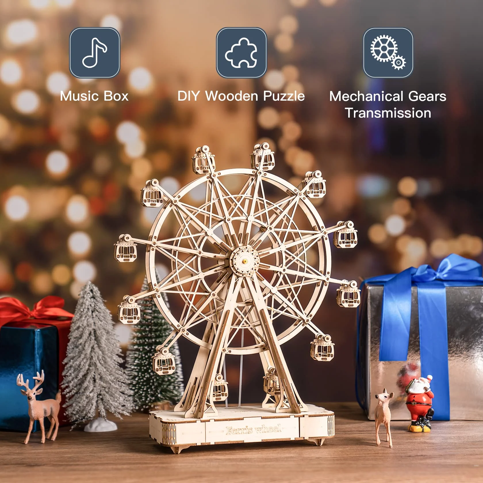 Rolife 3D Puzzle - Holzpuzzle 3D Spieldose Modellbausatz für Erwachsene Kreativer DIY-Bausatz, Bastelset für Dekoration & Ästhetische Geschenke für Teenager(Ferris Wheel) - Image 7