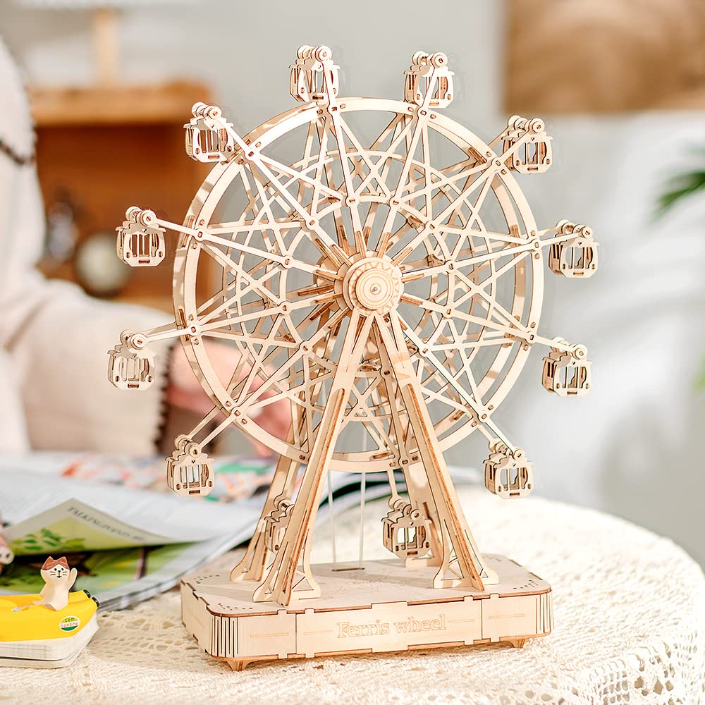 Rolife 3D Puzzle - Holzpuzzle 3D Spieldose Modellbausatz für Erwachsene Kreativer DIY-Bausatz, Bastelset für Dekoration & Ästhetische Geschenke für Teenager(Ferris Wheel) - Image 9