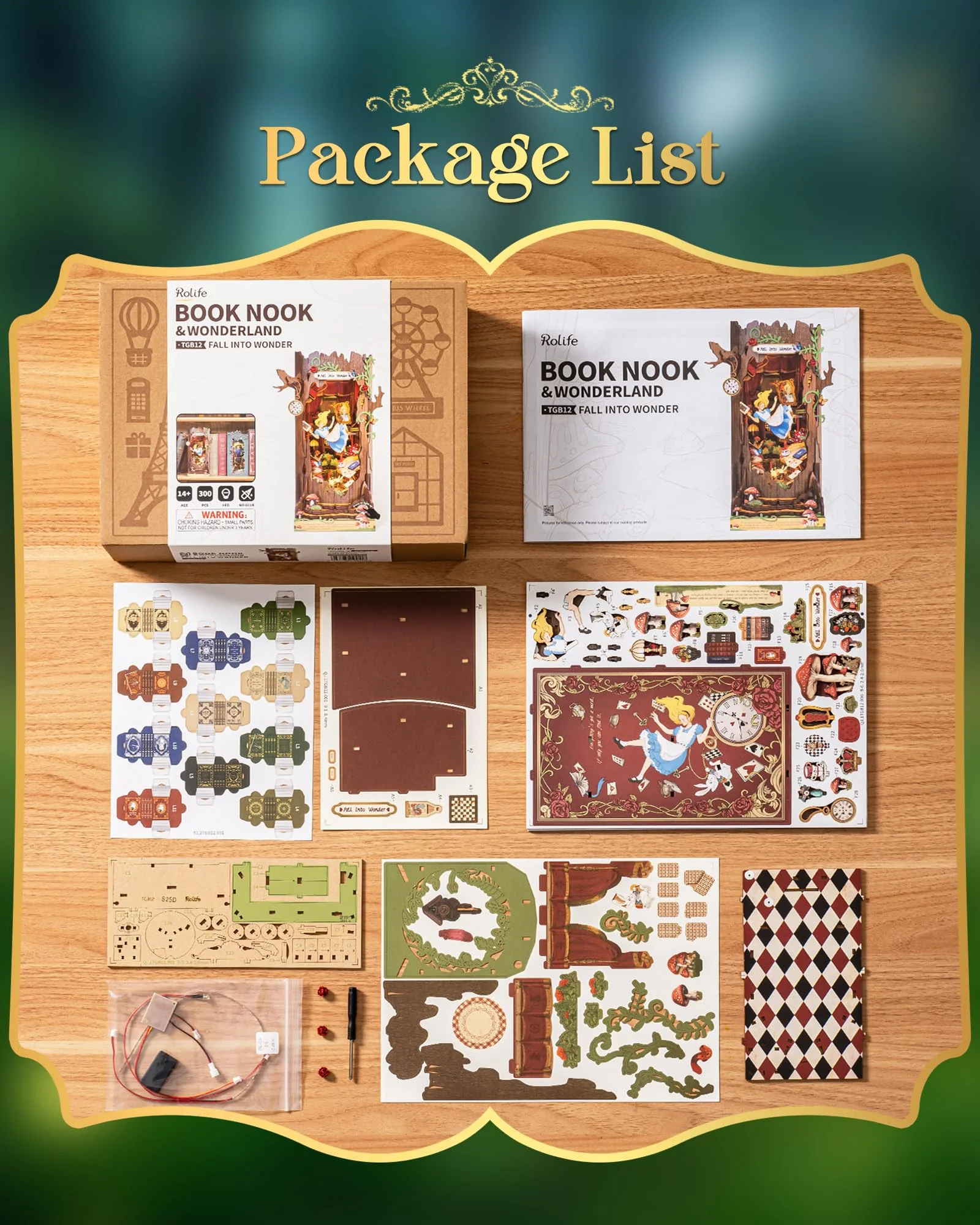 Rolife Book Nook Kit Fall into Wonder DIY Miniatur Haus Modell Kits für Schreibtisch Bücherregal Dekoration, 3D Puzzle mit Gespiegelte Illusion, Weihnachten Geburtstag Geschenke - Image 3