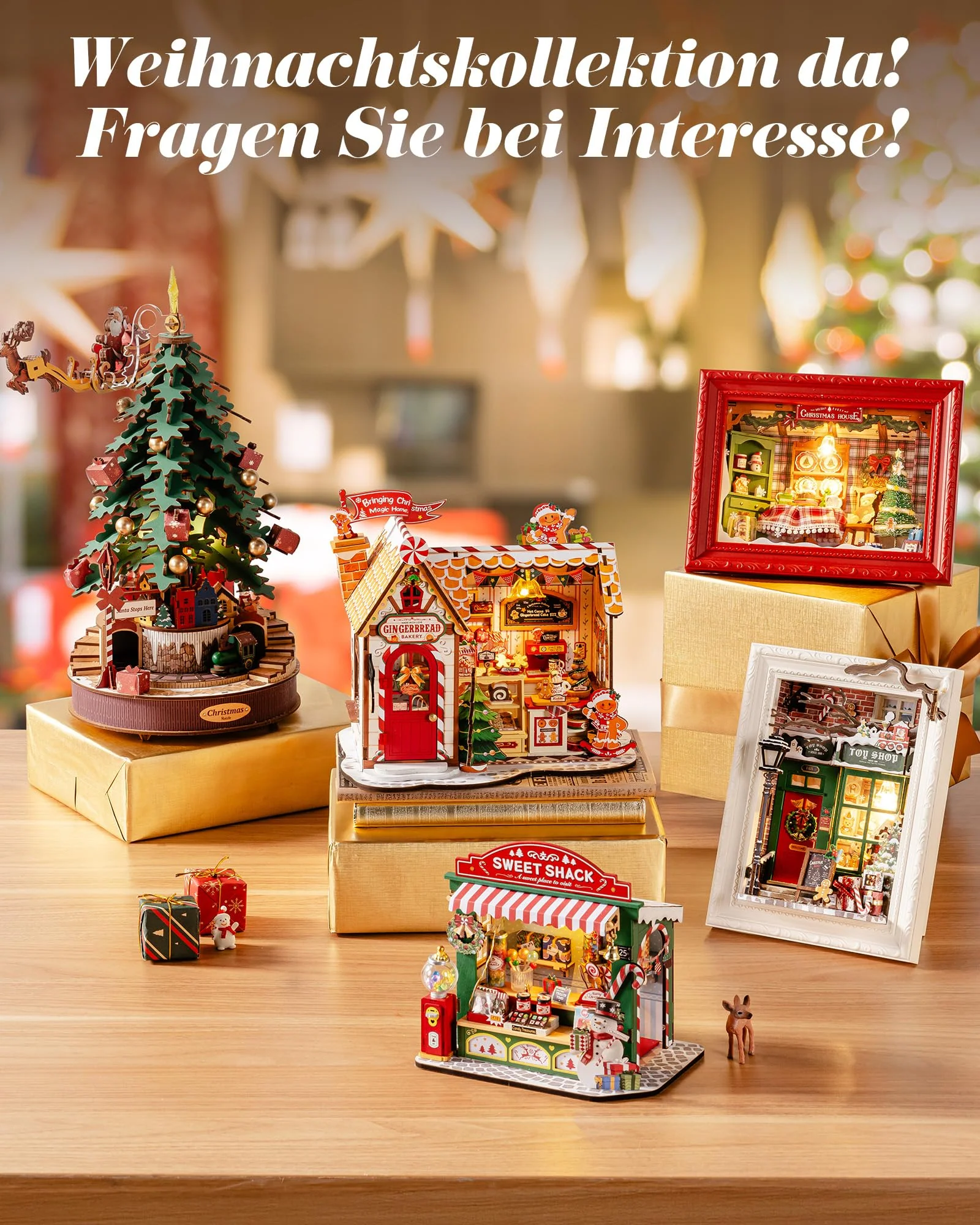 Rolife Miniatur Haus Weihnachtslebkuchenhaus, 250-teiliges Mini Haus Selber Bauen Bastelset Erwachsene für Jugendliche Kein Kleber erforderlich, Puppenhaus Tiny House Bausatz 3D Puzzle Weihnachtsdeko - Image 5