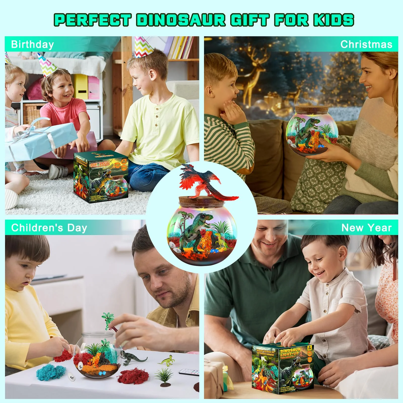 RONSTONE Dinosaurier Spielzeug für Jungen Mädchen - Bastelset Spielzeug Geschenk Junge 4 5 6 7-12 Jahre Kinder - DIY Dino Terrarium & Vulkan für Jungen - Lernende Experimente Bastelsets für Kinder - Image 2