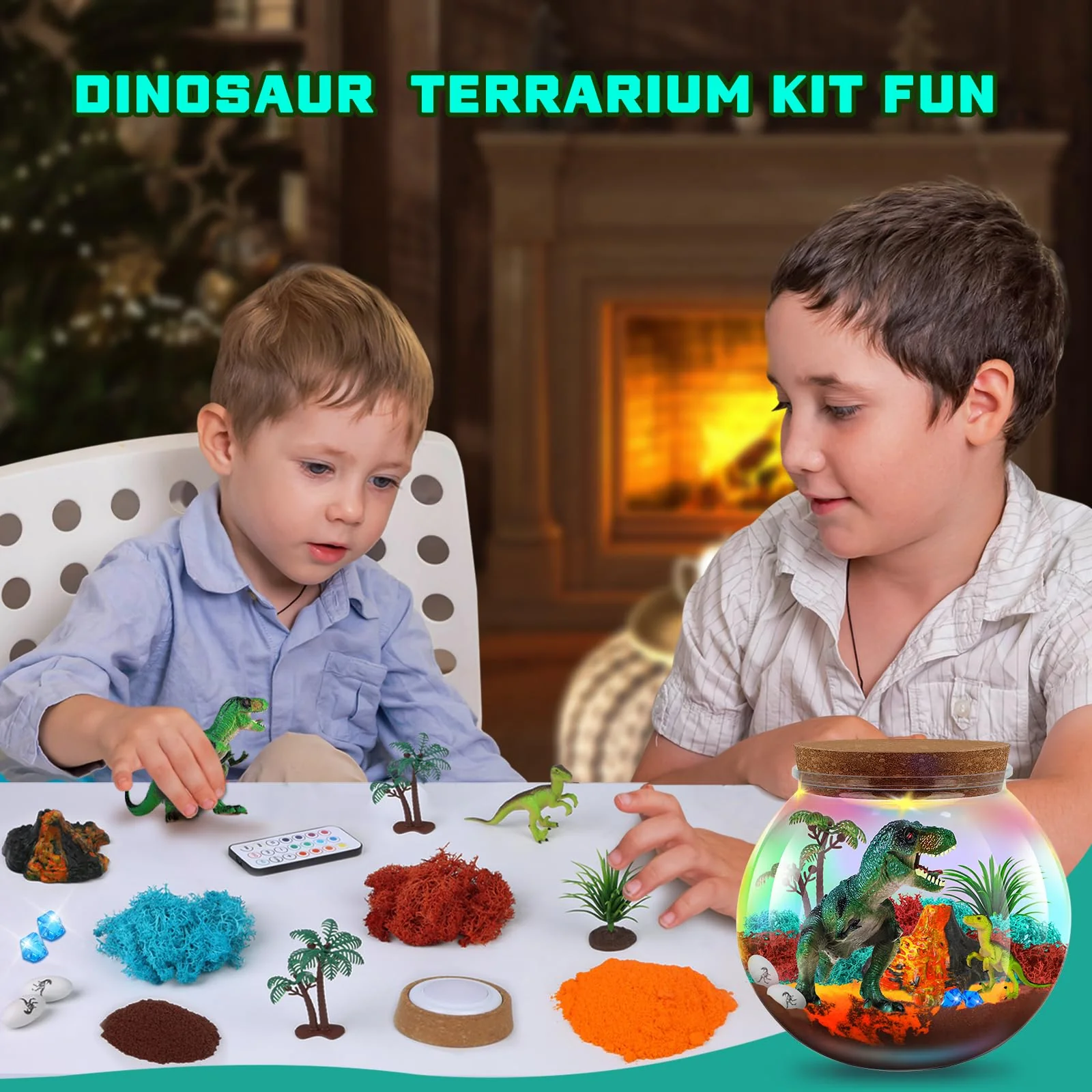 RONSTONE Dinosaurier Spielzeug für Jungen Mädchen - Bastelset Spielzeug Geschenk Junge 4 5 6 7-12 Jahre Kinder - DIY Dino Terrarium & Vulkan für Jungen - Lernende Experimente Bastelsets für Kinder - Image 4
