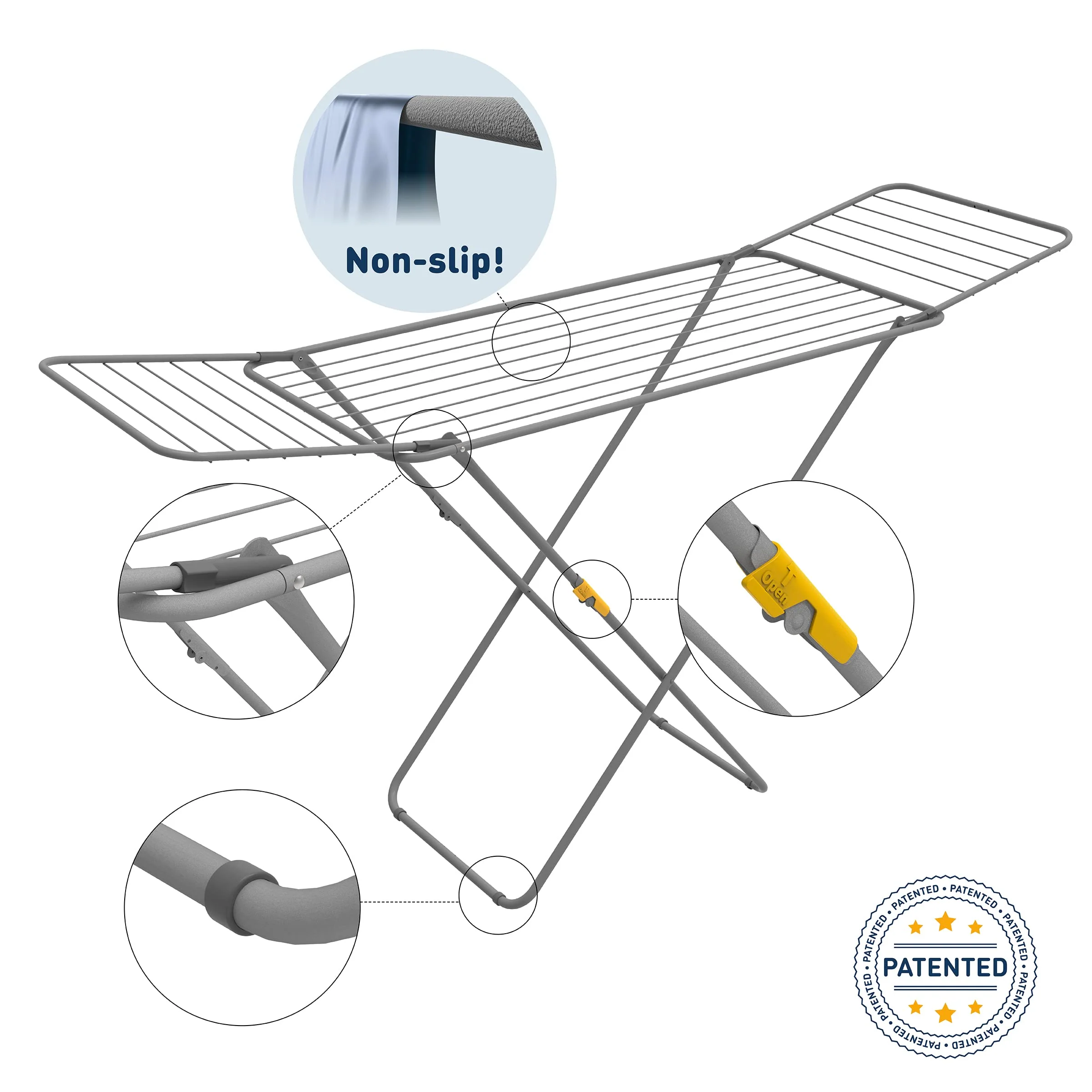 Rörets Wäscheständer Sussi Space Grey – verriegelbare Flügel – Sicherheitssperre – 52x176x96cm – 18 m Trockenfläche - Design und Qualität von Schwedens stärkster Trockenständermarke - Image 5