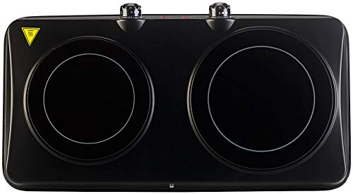 Rosenstein & Söhne Doppelkochfeld: Glaskeramik-Doppel-Kochfeld, Infrarot-Wärme, 2.000 W, Ø 16,4 & 18,8 cm (Glaskeramik Doppelkochfeld, Mobiles Glaskeramik Kochfeld, Induktionskochplatte) - Image 8