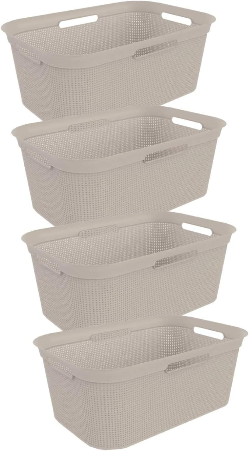 Rotho Brisen 4er-Set Wäschekorb 40l, Kunststoff (PP) BPA-frei, blau, 4 x 40l (59.6 x 39.6 x 23.2 cm)… (Beige) - Image 3