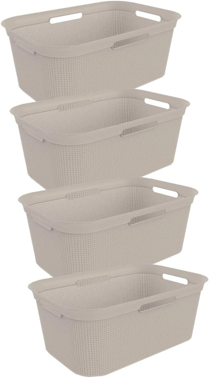 Rotho Brisen 4er-Set Wäschekorb 40l, Kunststoff (PP) BPA-frei, blau, 4 x 40l (59.6 x 39.6 x 23.2 cm)… (Beige) - Image 6