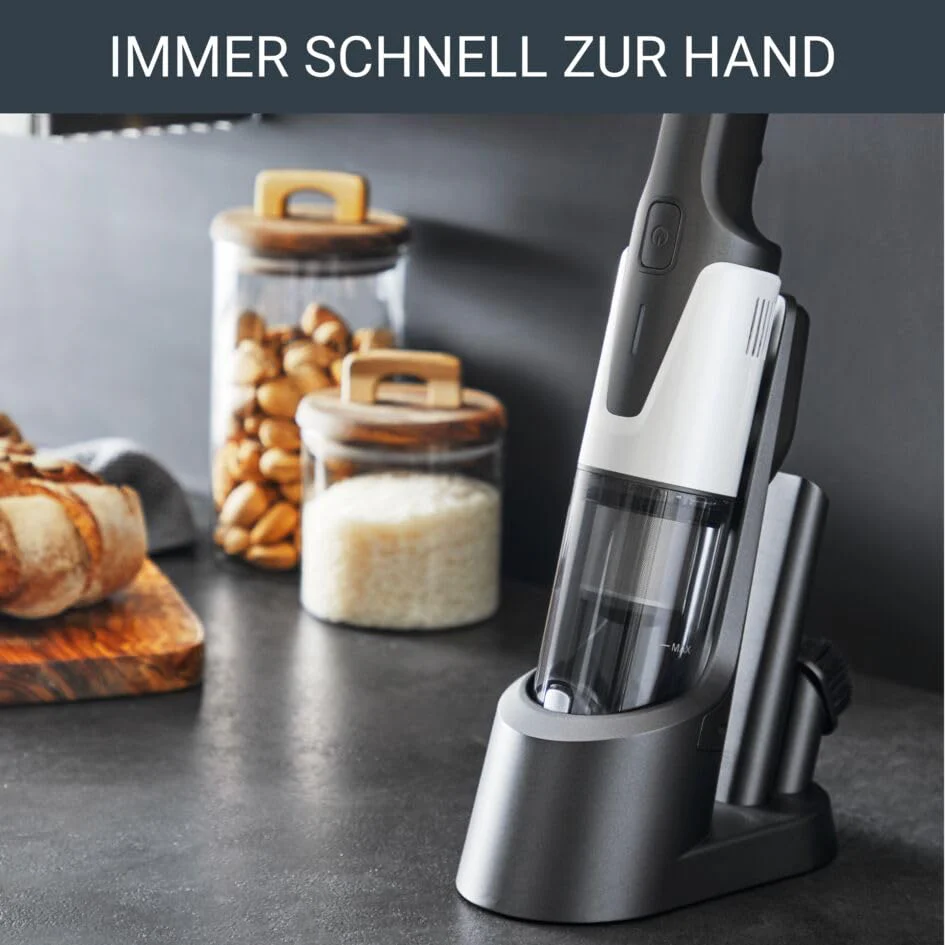 Rowenta AC9736 X-Touch Handstaubsauger (kompakt, Ein-Knopf-Bedienung, zylindrisches Design, digitaler Motor, LED-Warnleuchten, inkl. kleine Bürste und Fugendüse) Grau/Weiß - Image 10