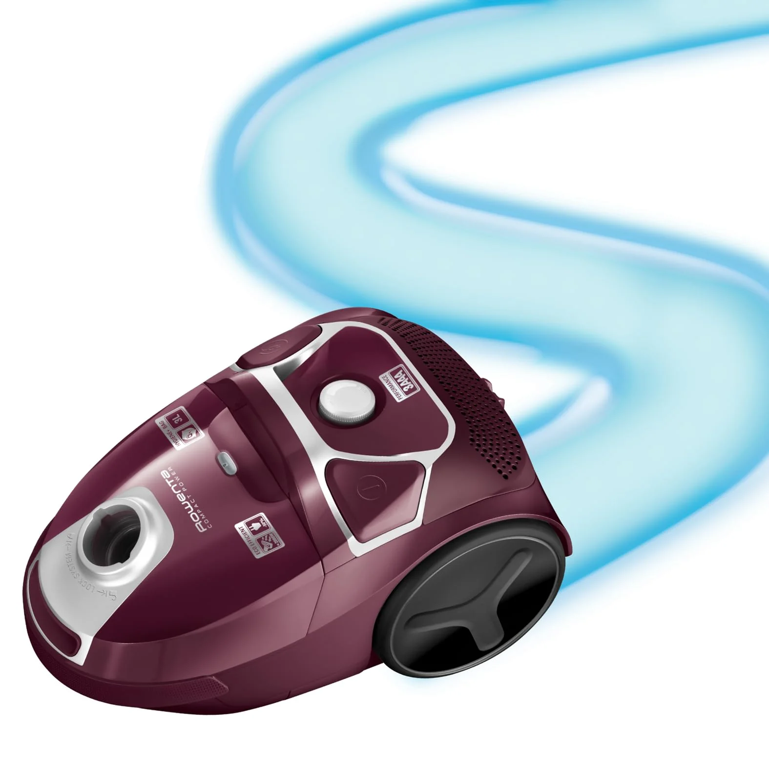 Rowenta Compact Power Staubsauger mit Beutel, 750 Watt, 3 Liter Staubbeutel, 2-in-1-Fugendüse, Home & Car-Set, für alle Bodenarten, kompaktes Design, Bodenstaubsauger, dunkelrot /silber, RO3969EA - Image 4