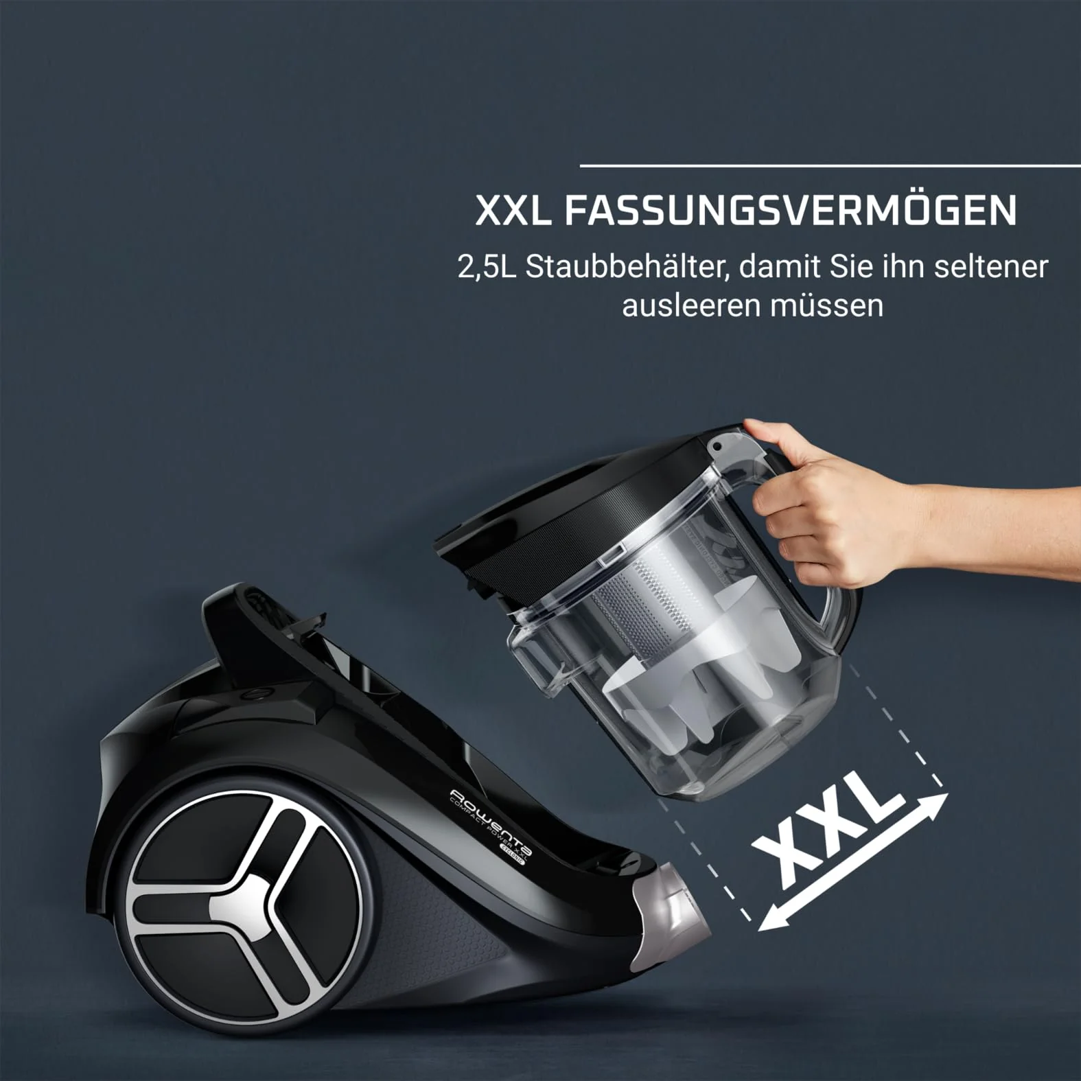 Rowenta Compact Power XXL Classic beutelloser Bodenstaubsauger, 900 Watt, 3-stufiges Filtersystem, Fassungsvermögen, kompakt, 8,80 m Reinigungsradius, inkl. 2-in-1 Fugendüse, Rot, RO4B23 - Image 6