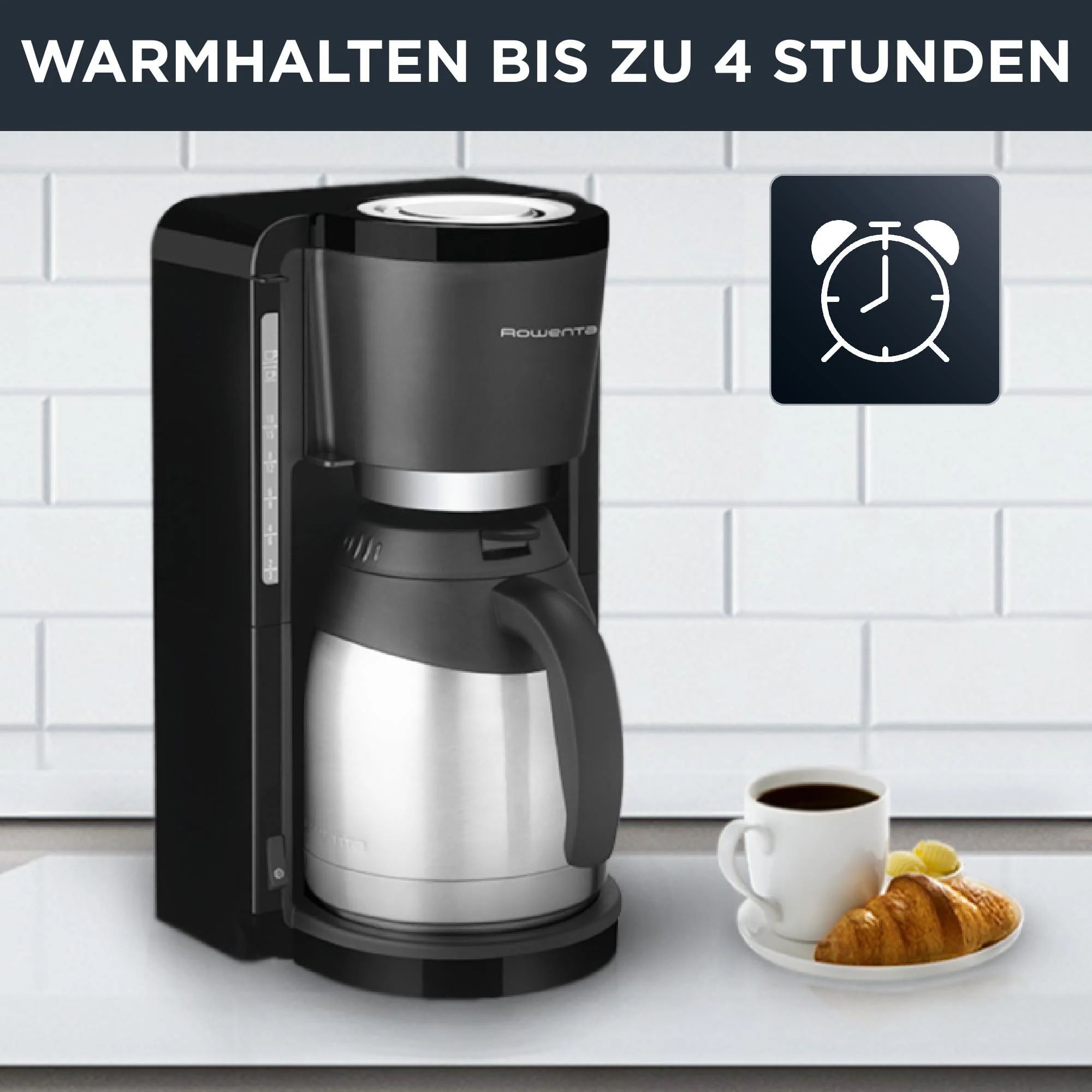 Rowenta CT3818 Filterkaffeemaschine Adagio Milano | Edelstahl- Thermokanne | 10-15 Tassen | Fassungsvermögen 1,25 L | Automatische Abschaltung | 850 Watt | 26.5 x 27 x 38.5 cm | Schwarz - Image 2