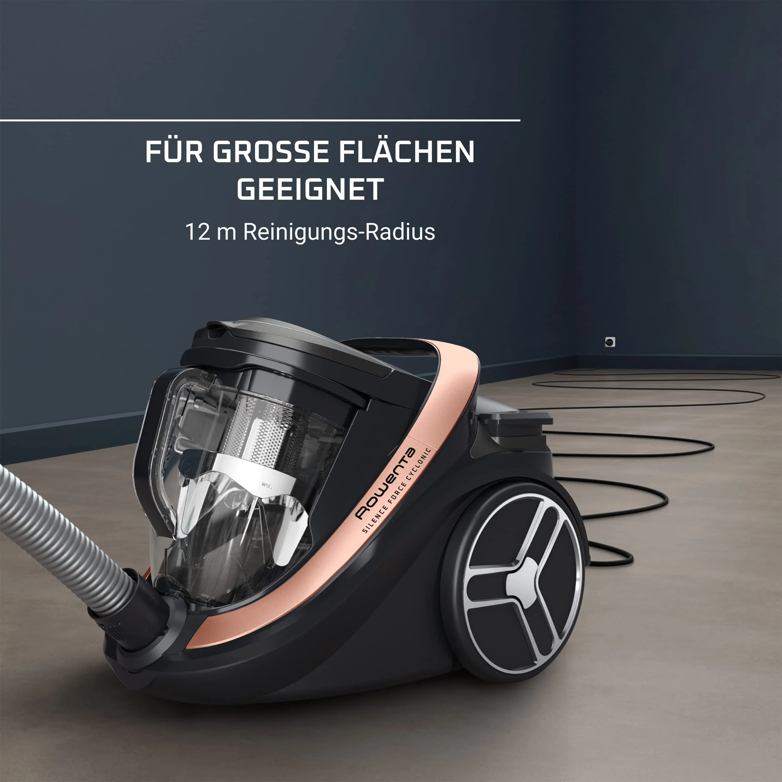 Rowenta RO7954 Silence Force Cyclonic Effitech, beutelloser Bodenstaubsauger, Schwarz/Roségold, 2.5 liters, 59 Dezibel - Image 9