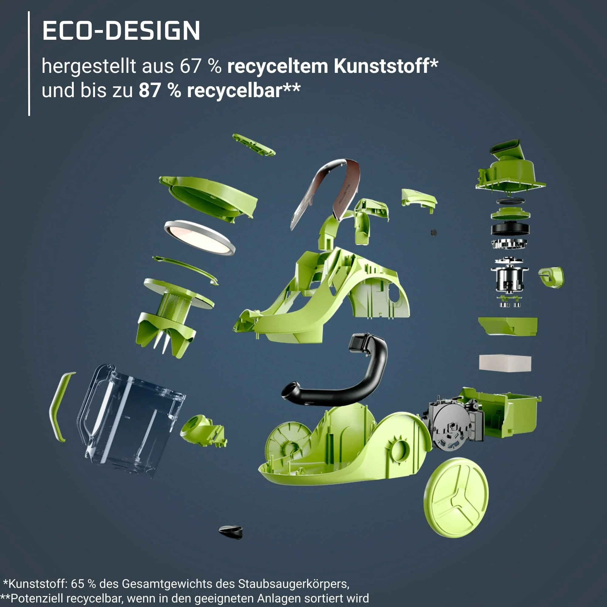 Rowenta RO7B12 Green Force Cyclonic Max, Bodenstaubsauger ohne Beutel, Schwarz/Grün, 2.5 liters, 73 Dezibel - Image 3
