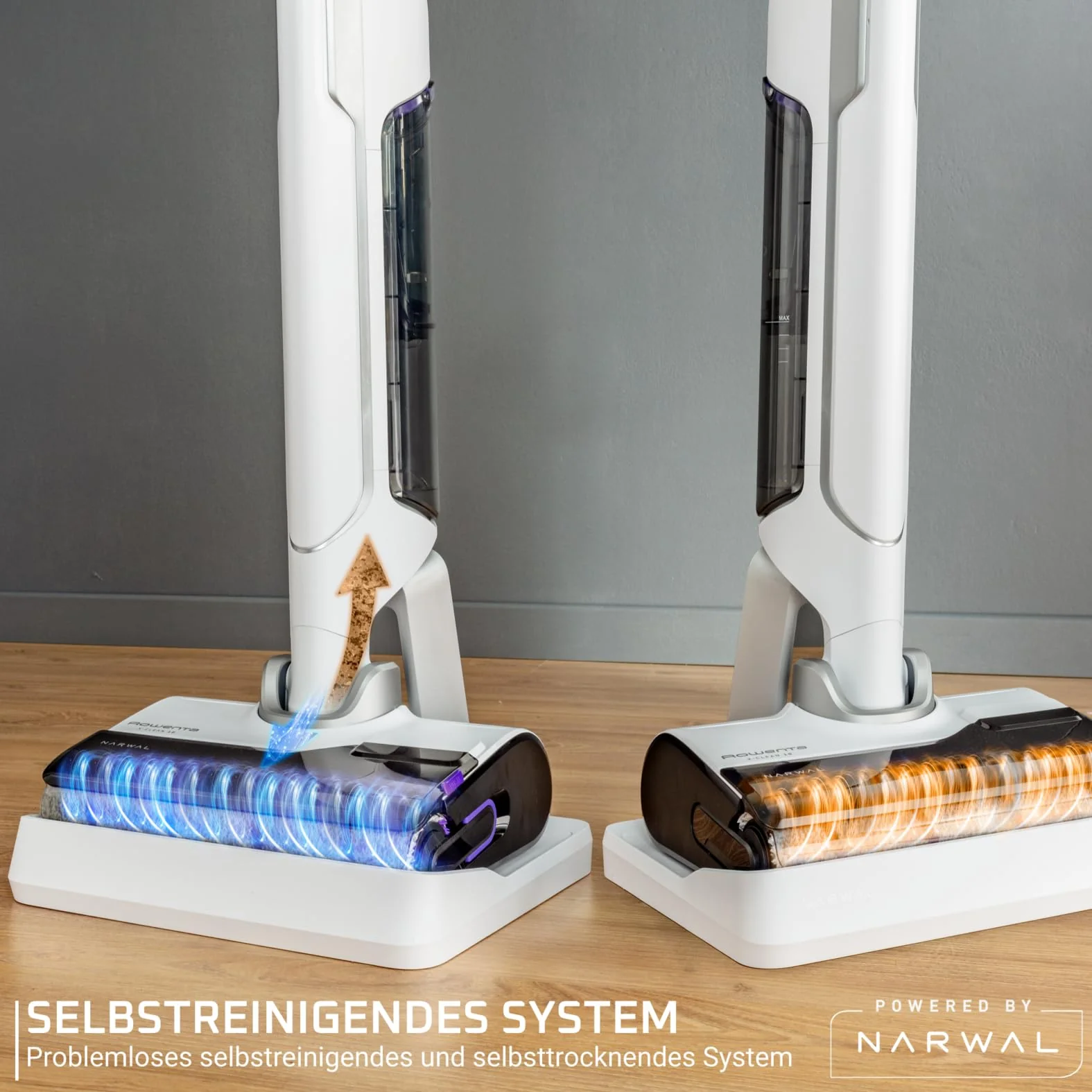 Rowenta X-Clean 4 kabelloser Nass-und Trockenstaubsauger, Selbstreinigungsfunktion, Nass Trockensauger 50min Laufzeit, automatische Schmutzerkennung, Nasssauger mit smartem LED Display, grau GZ5036WO - Image 8