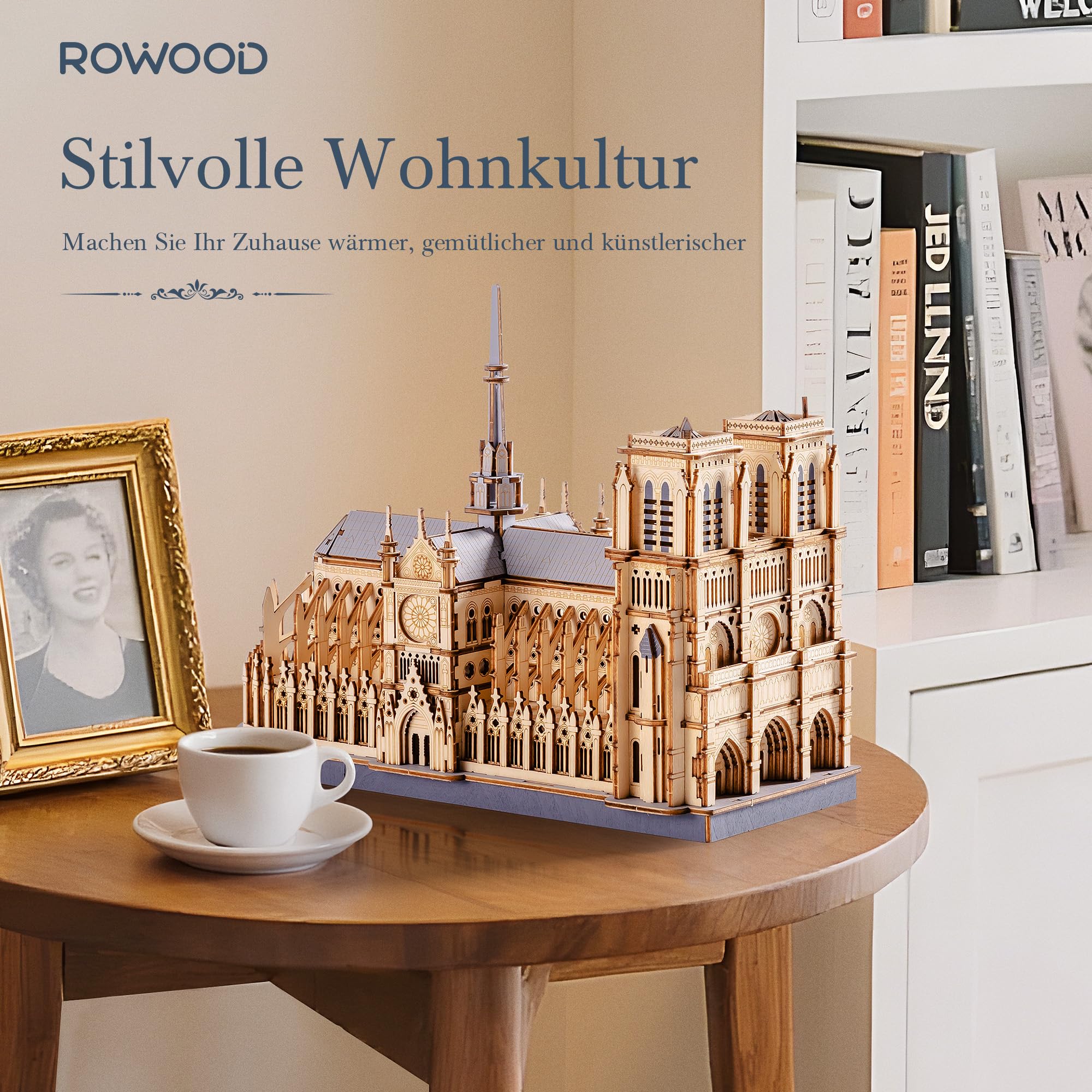 ROWOOD 3D Puzzle Holz Notre Dame de Paris Modellbausatz für Erwachsene Gotische Architektur Holzpuzzle Weihnachtsdeko Geschenk für Frauen Männer - Image 5