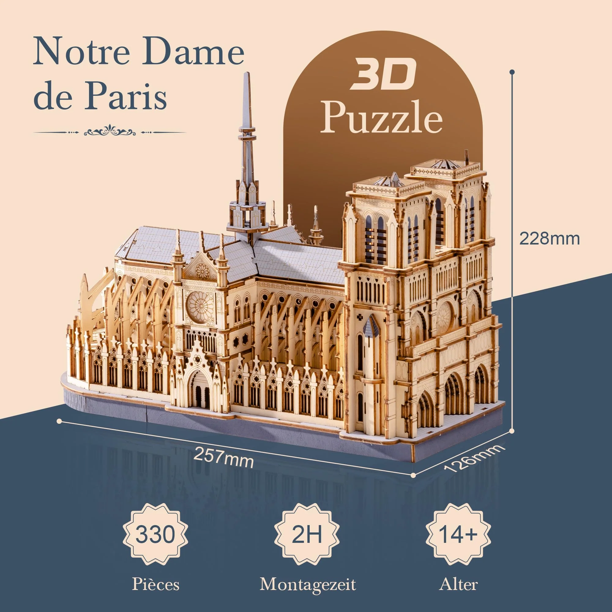 ROWOOD 3D Puzzle Holz Notre Dame de Paris Modellbausatz für Erwachsene Gotische Architektur Holzpuzzle Weihnachtsdeko Geschenk für Frauen Männer - Image 6