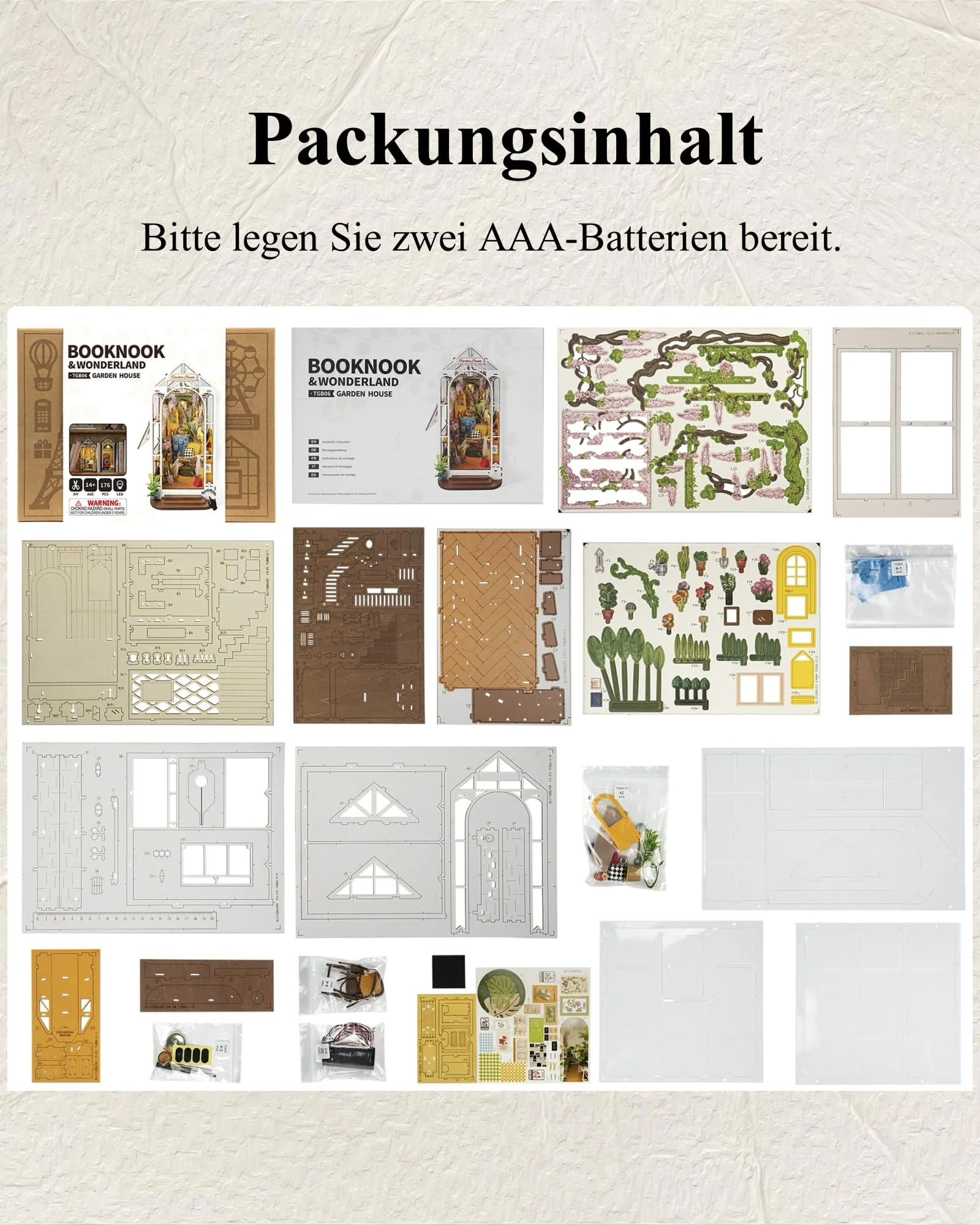ROWOOD Book Nook Kit Gartenhaus, DIY Booknook Diorama Buchstütze Modellbausatz 3D Puzzle Aus Holz - Miniatur Haus Kit Bastelset Geschenke - Image 2