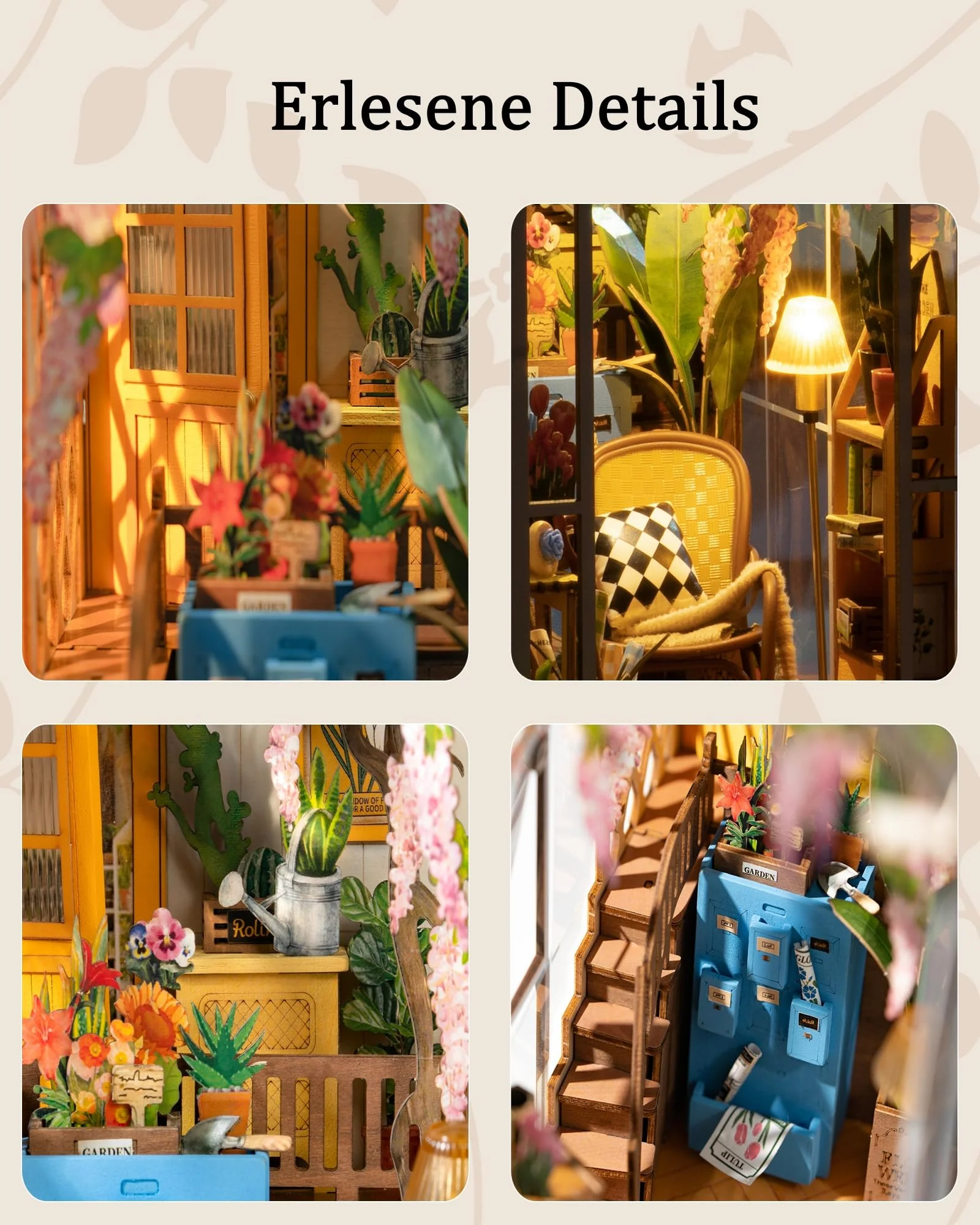 ROWOOD Book Nook Kit Gartenhaus, DIY Booknook Diorama Buchstütze Modellbausatz 3D Puzzle Aus Holz - Miniatur Haus Kit Bastelset Geschenke - Image 8