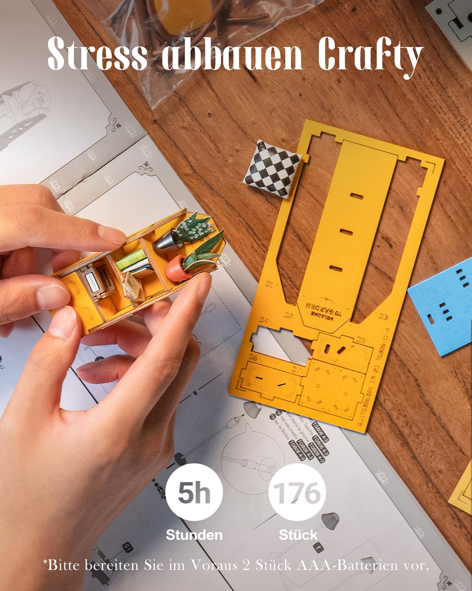ROWOOD Book Nook Kit Gartenhaus, DIY Booknook Diorama Buchstütze Modellbausatz 3D Puzzle Aus Holz - Miniatur Haus Kit Bastelset Geschenke - Image 9