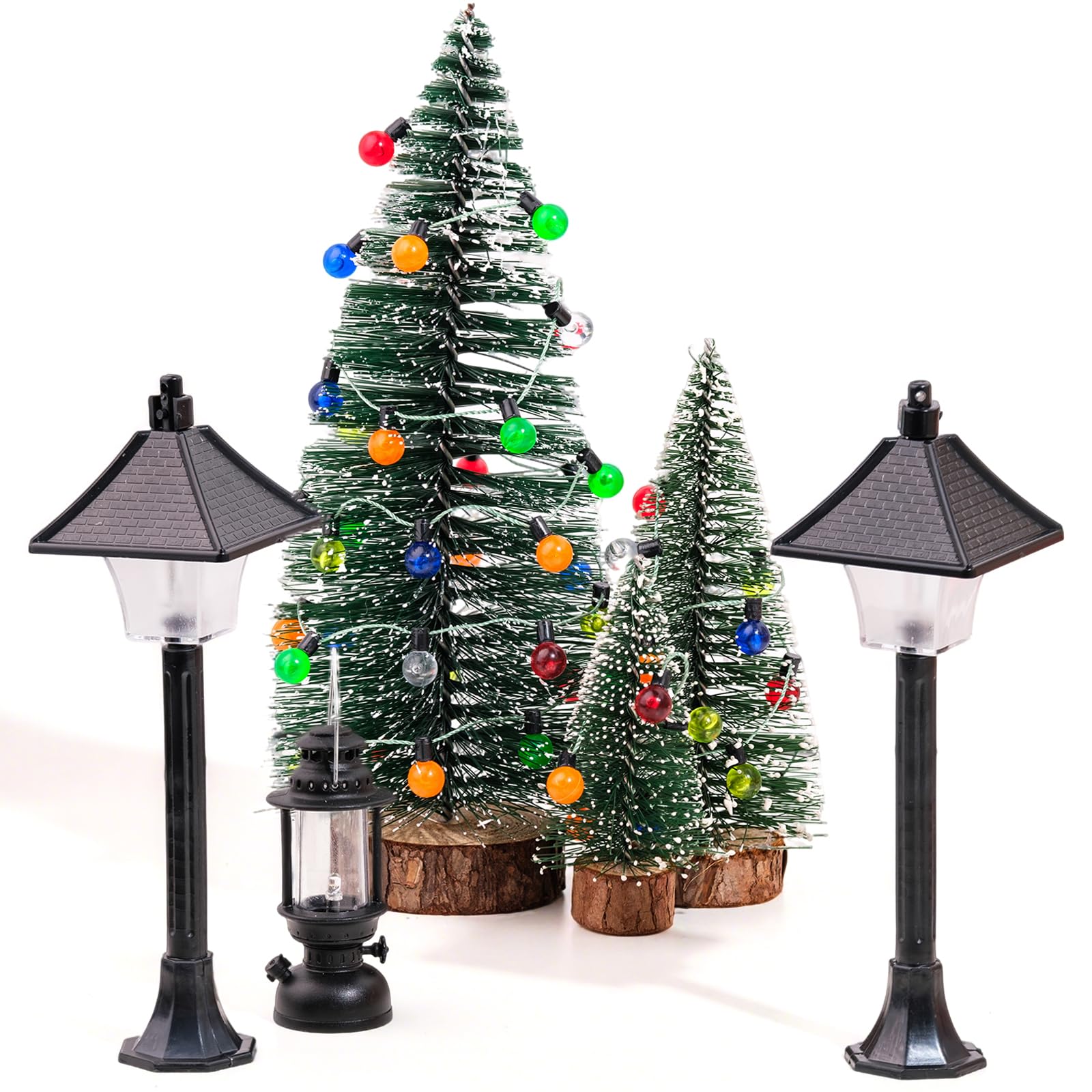 RTUOHUIN Wichtel Beleuchtung Set, 4 Stück Miniatur Wichtel Zubehörinkl. Bunte Laternen, Papierlaterne, 1m Lichterkette, Deko Licht für Wichteltür und Weihnachten