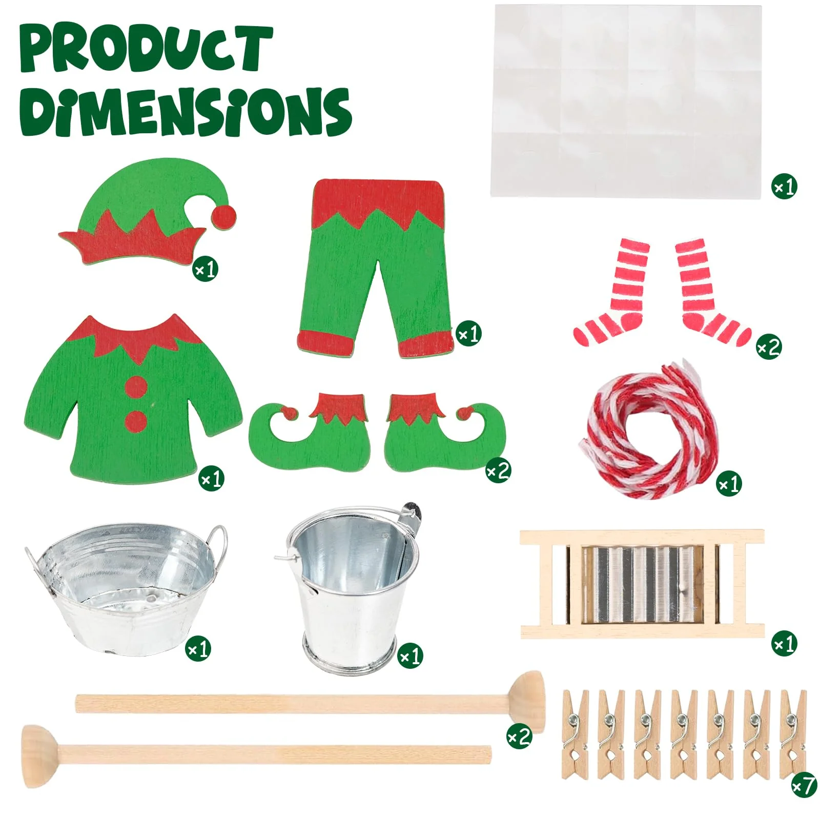 RTUOHUIN Wichtel Wäscheständer Set, 20 Stück Miniatur Wichtel Zubehör, Wichteltür Zubehör Weihnachten inkl. Holzbügel/Kleider, Eimer, Reibebretter, Kinderzimmer Dekoration für Weihnachten - Image 7