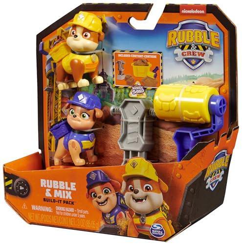 Rubble & Crew – Actionfiguren-Set mit Rubble & Mix Figur, 2 Bauspielzeugen und 85g Kinetic Sand Build-it-Sand, Spielzeug geeignet für Kinder ab 3 Jahren - Image 2