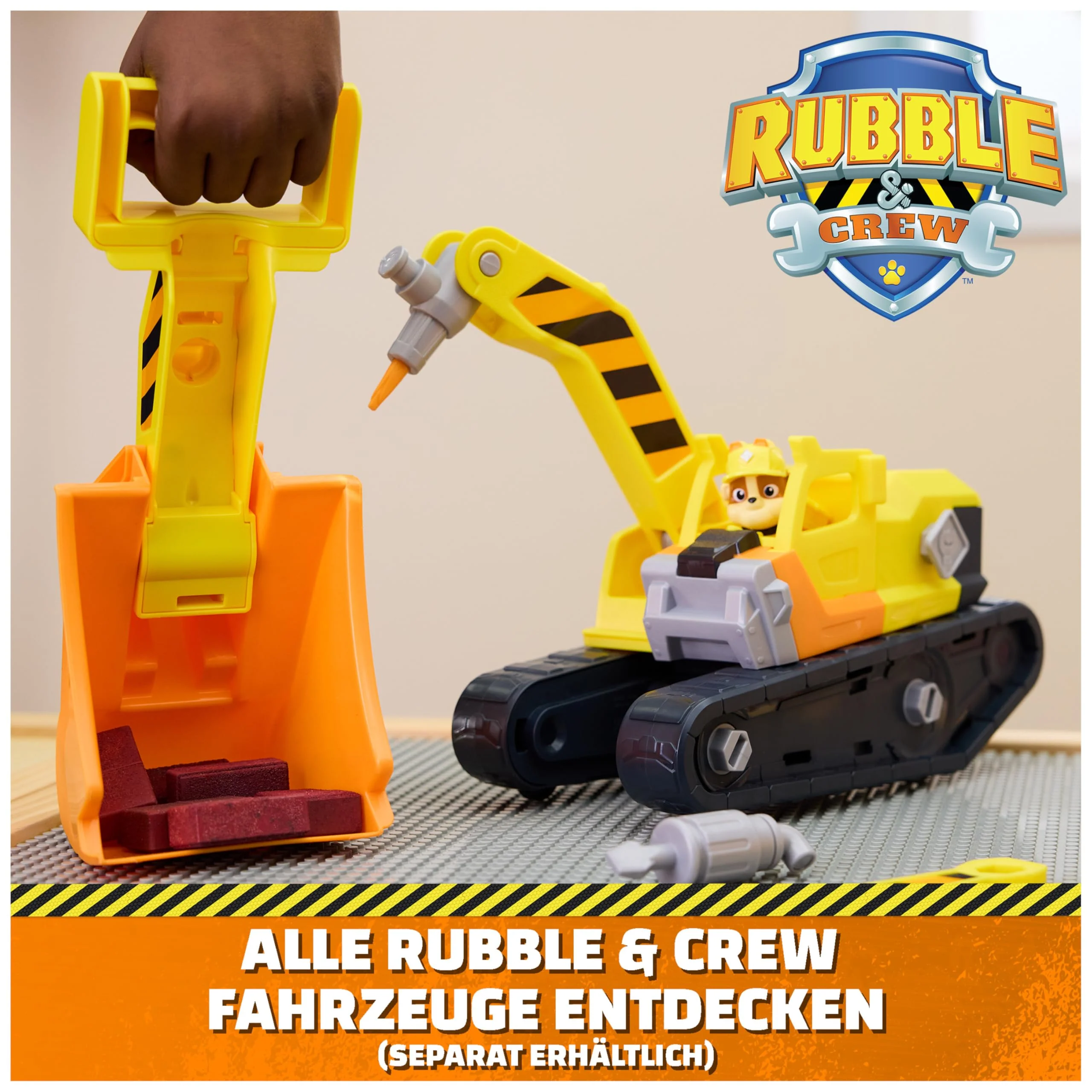 Rubble & Crew - Chargers 2-in-1 Mega Kran, Premium Baufahrzeug mit Abnehmbarer Baggerkralle und Presslufthammer sowie Charger Hundefigur, Spielzeug für Kinder ab 3 Jahren - Image 4