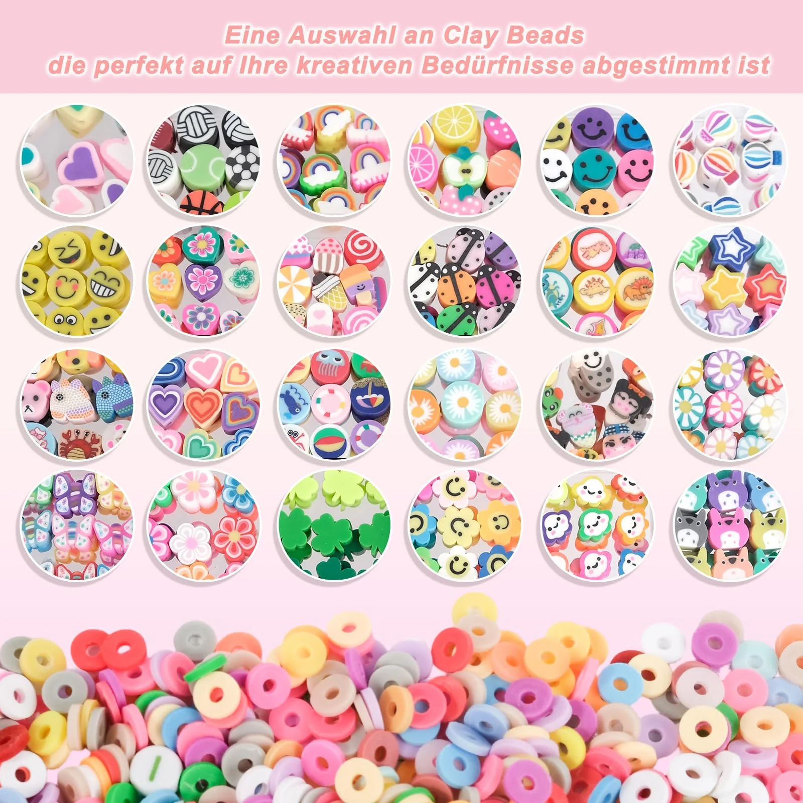 RUBY 1800pcs Perlen zum Auffädeln Kinder, DIY Perlen für Armbänder mit deutschen Buchstaben, Selber Machen Basteln Perlen Set Halsketten Kunst Handwerk Geburtstagsgeschenke Spielzeug für 5-12 Jahre - Image 5