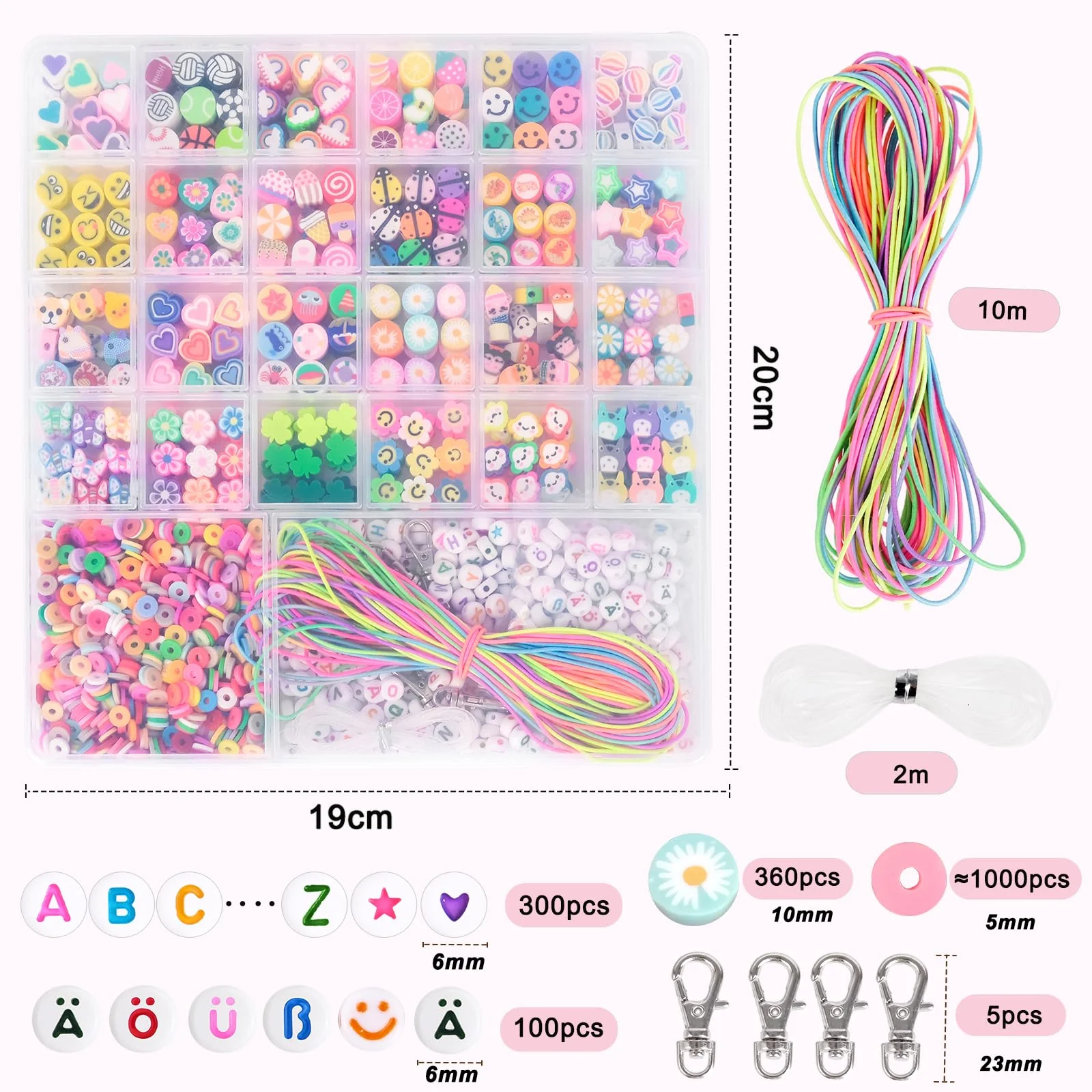 RUBY 1800pcs Perlen zum Auffädeln Kinder, DIY Perlen für Armbänder mit deutschen Buchstaben, Selber Machen Basteln Perlen Set Halsketten Kunst Handwerk Geburtstagsgeschenke Spielzeug für 5-12 Jahre - Image 7