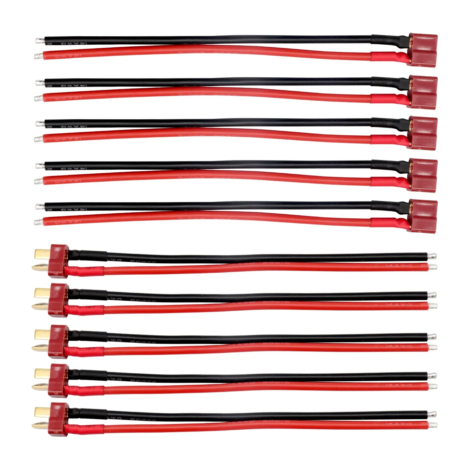 RUIZHI 5 Paare Deans Style T-Stecker Buchse und Stecker mit 14AWG Silikondraht T Plug Connector für RC Lipo Batteriekabel Drohne