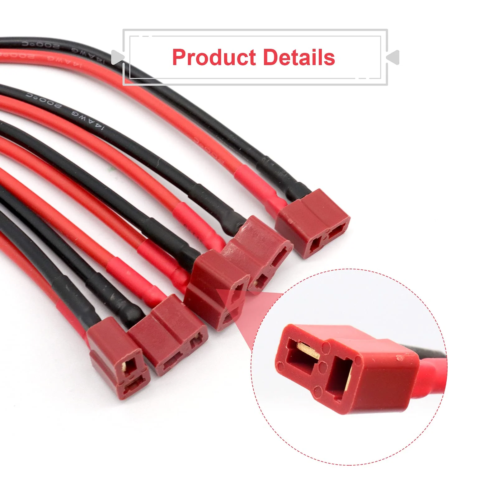 RUIZHI 5 Paare Deans Style T-Stecker Buchse und Stecker mit 14AWG Silikondraht T Plug Connector für RC Lipo Batteriekabel Drohne - Image 6