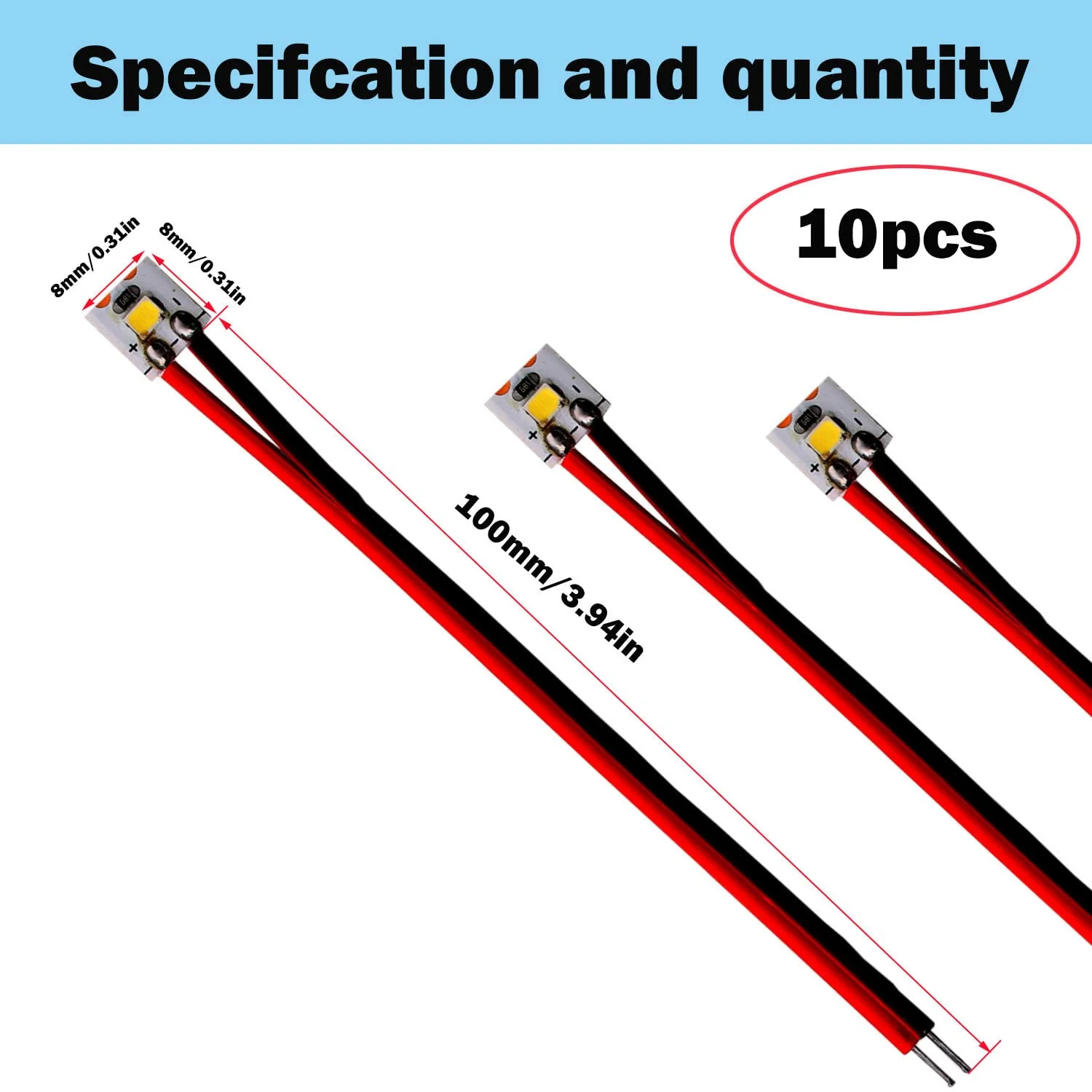RUNCCI-YUN10 pcs 12-18V LED Hausbeleuchtung 8mm Weiss mit Kabel 10cm,Modellbau Led Beleuchtung,modellbau beleuchtung modelleisenbahn beleuchtung - Image 7