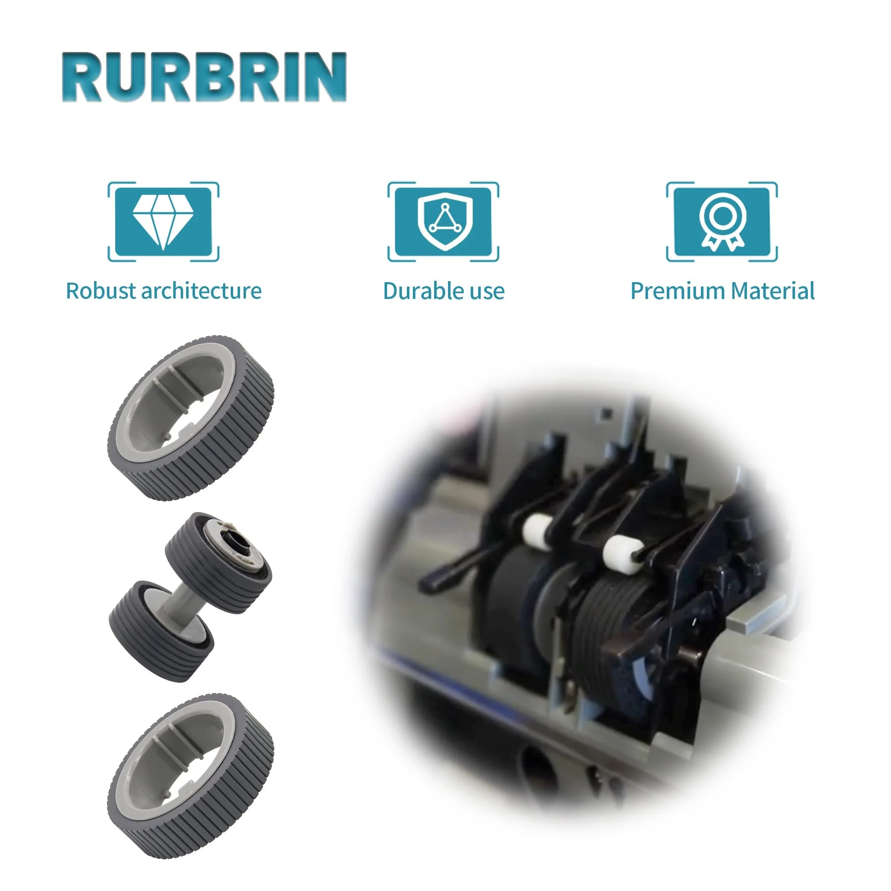 RURBRIN PA03670-0001 PA03670-0002 Scanner Papier Verbrauchsmaterial Kit Pick Roller + Bremsrolle Tonabnehmer Roller kompatibel mit fi-7260 - Image 3