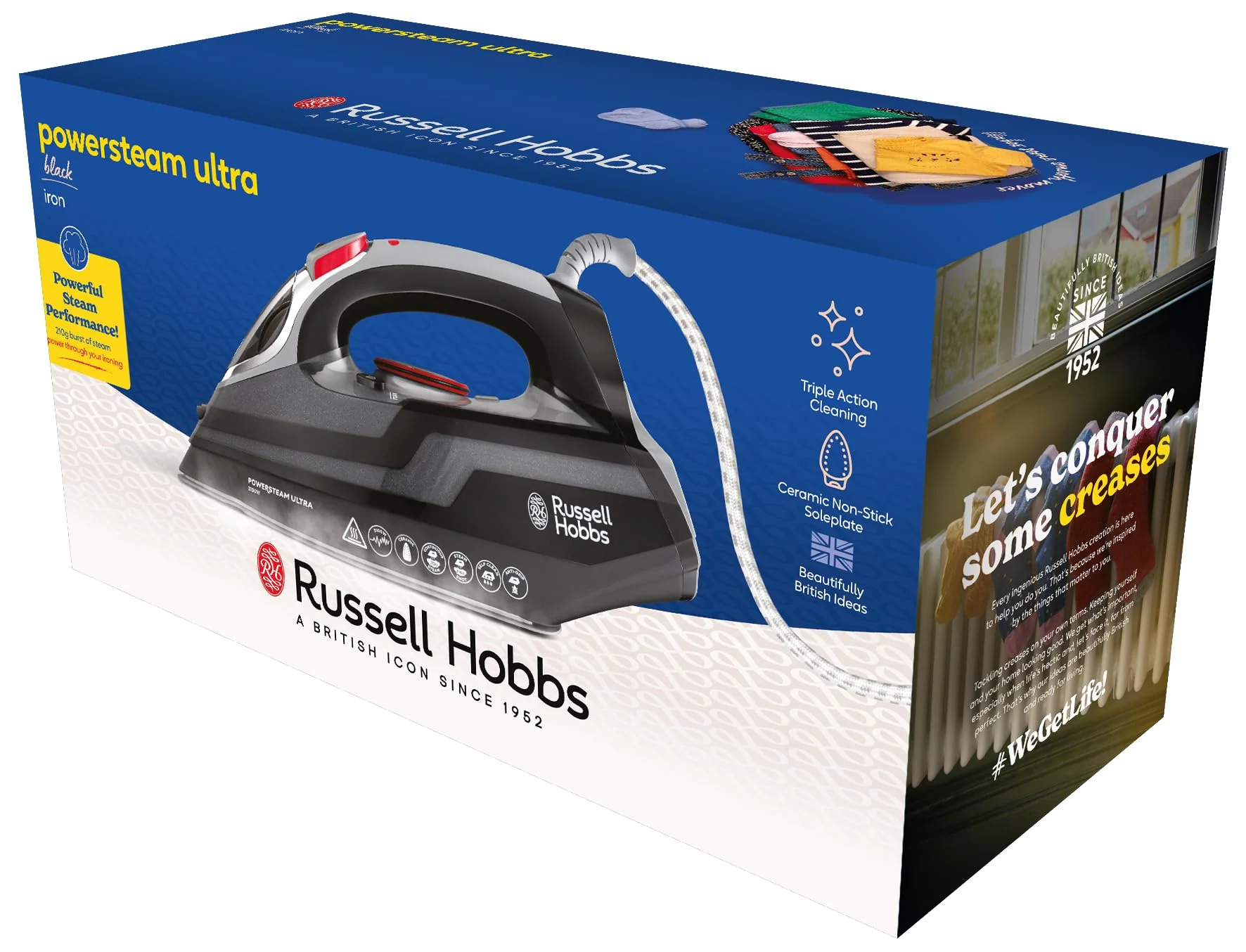 Russell Hobbs Dampfbügeleisen [3100W, 210 g Extra-Dampfstoß] Bügeleisen Power (350ml Wassertank, Keramik Bügelsohle, Selbstreinigungs- & Sprühwasserfunktion, Antikalk & Tropfstopp, 70g/min) 20630-56 - Image 10