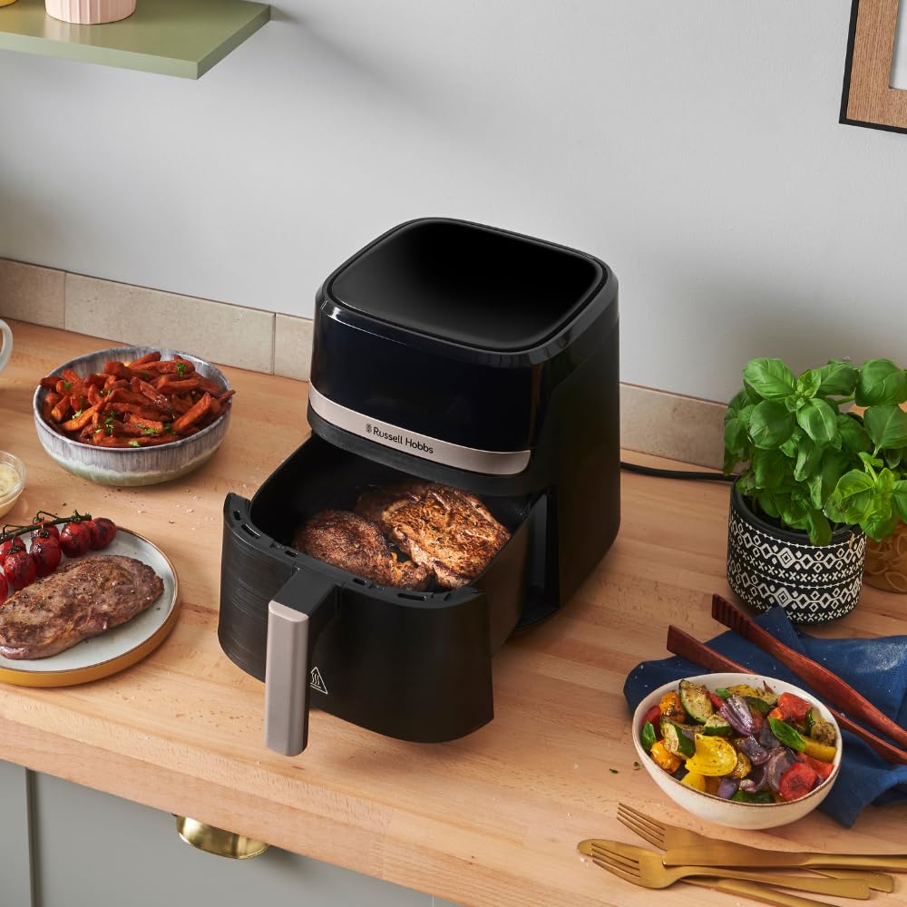 Russell Hobbs Heißluftfritteuse L 4,3L Rapid AirFryer [sehr kleines Gehäuse, sehr leise, 9 Programme] SatisFry (spülmaschinenfest, Fritteuse ohne Öl, TouchScreen, Grillen, Backen, Braten etc) 27610-56 - Image 9