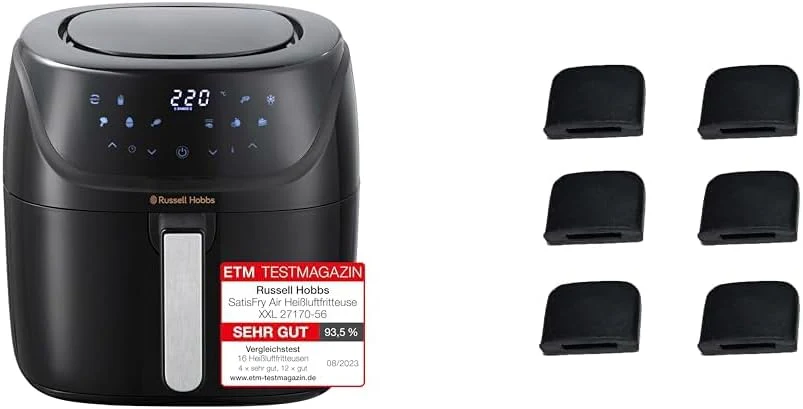 Russell Hobbs Heißluftfritteuse Set: XXL 8l [kompaktes Gehäuse | 7 Kochfunktionen|10 Programme] AirFryer 27170-56 + Ersatzteil Gummifüße für Grillplatte [6 Stück] N700685 - Image 2